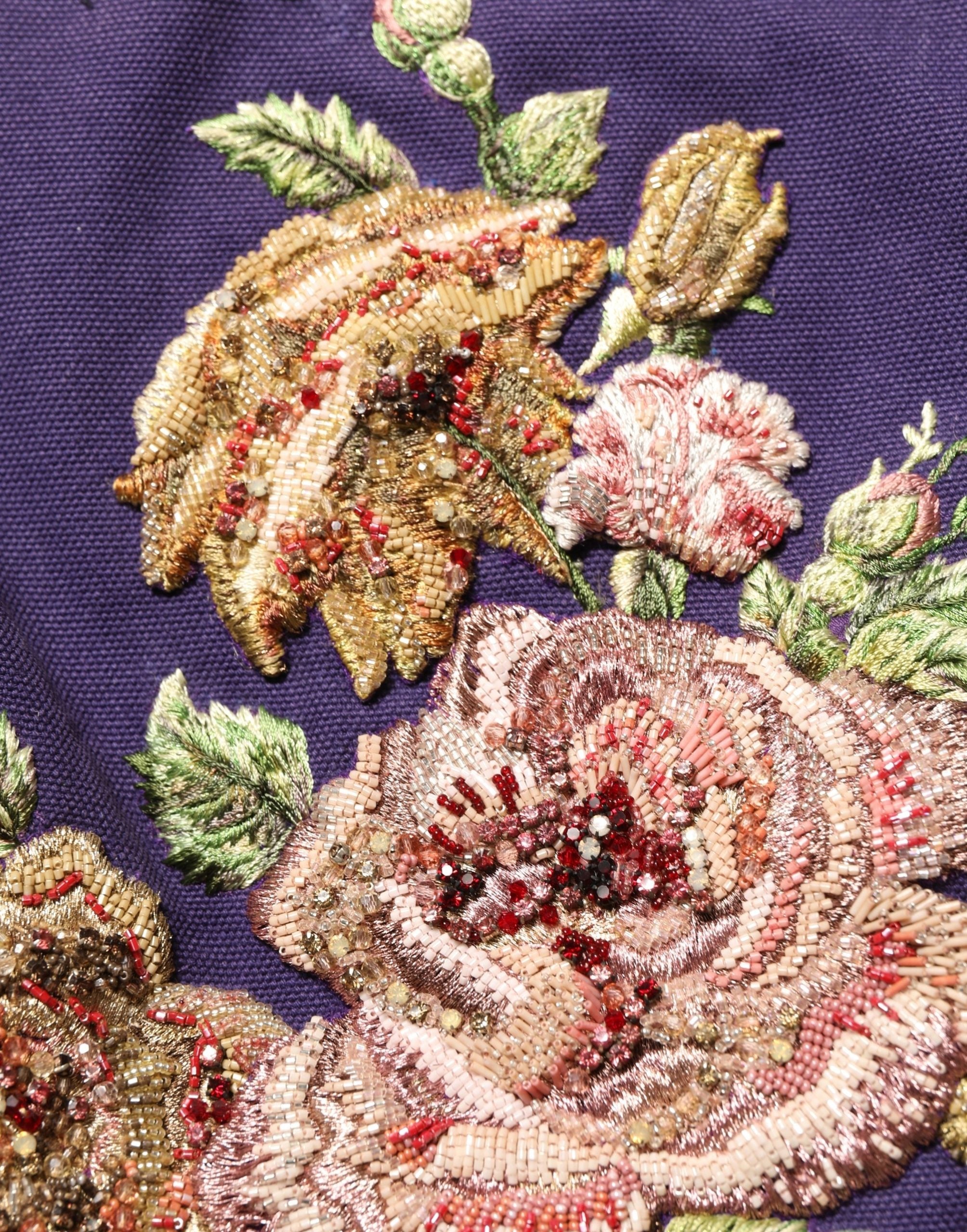 Dolce & Gabbana Purple Floral Embellsihed MidWaist Mini Skirt