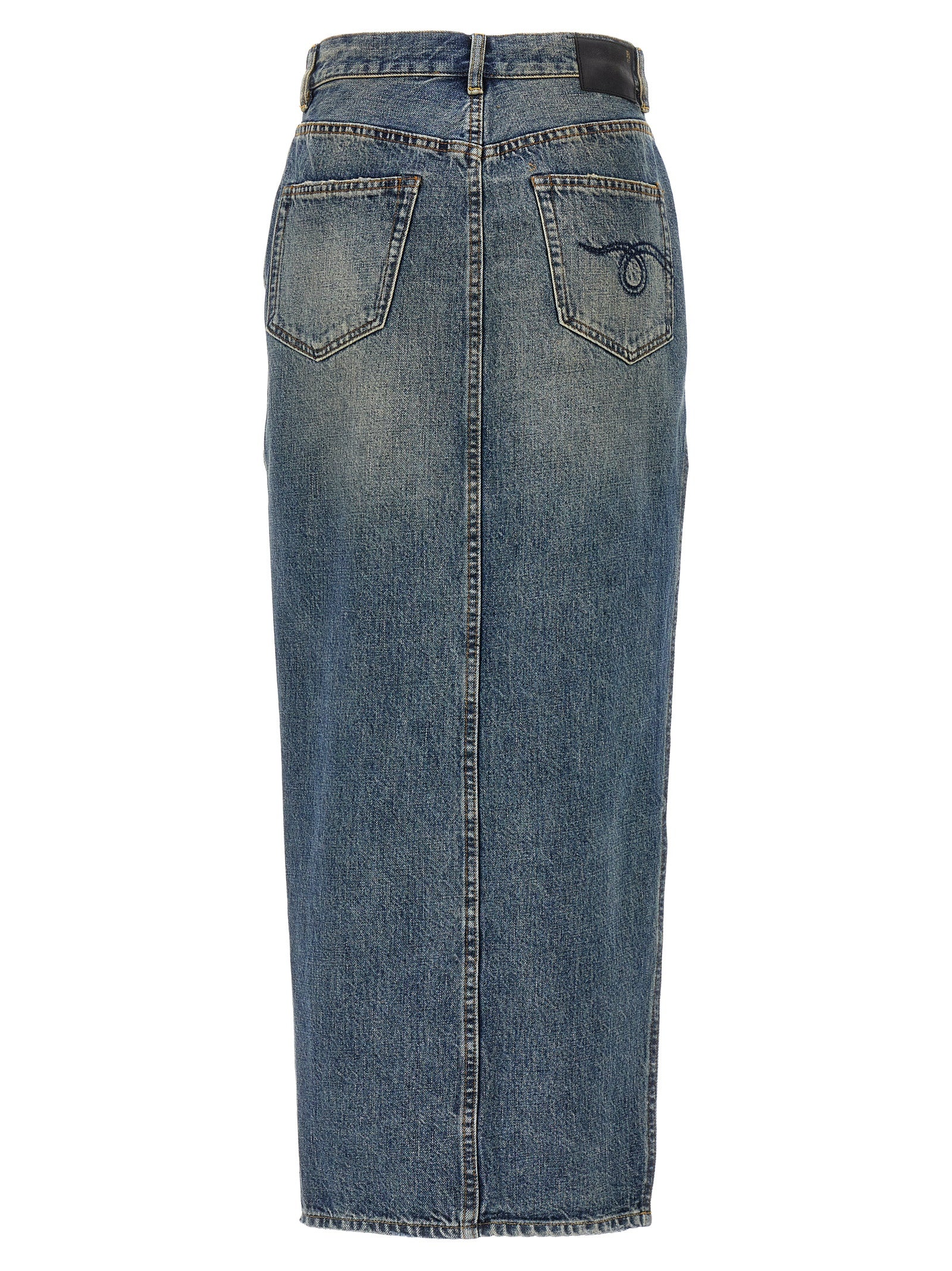 R13 Blue Cotton Mini Skirt