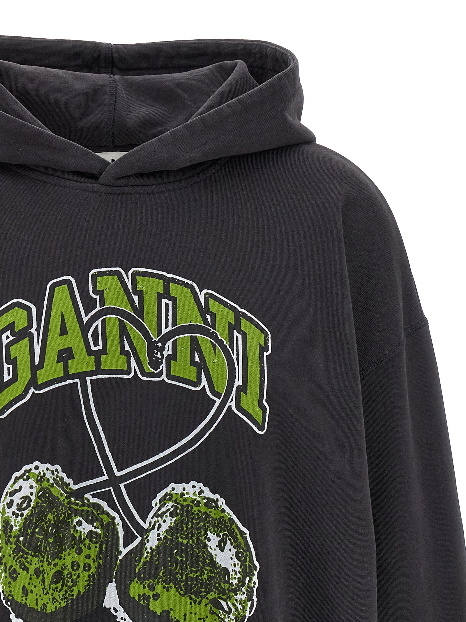 Ganni Gray Organic Cotton Hoodie