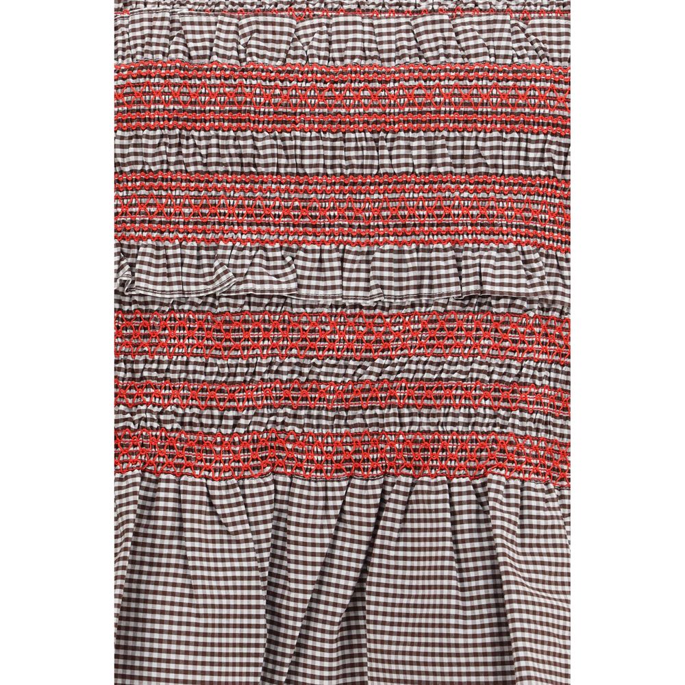 Ganni Brown Cotton Sleeveles T-Shirt