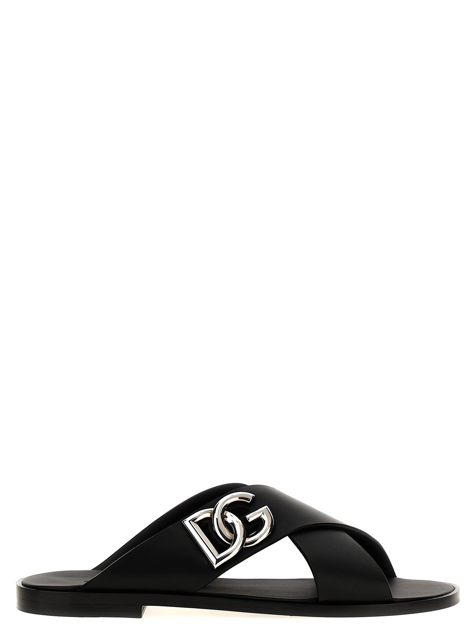 Dolce & Gabbana Black Calfskin Slides
