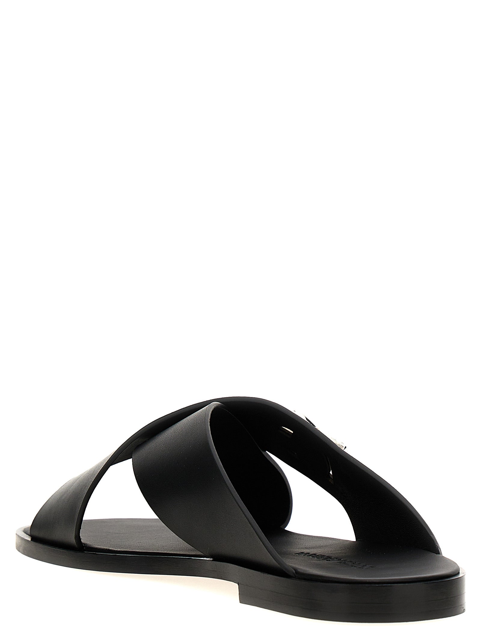 Dolce & Gabbana Black Calfskin Slides