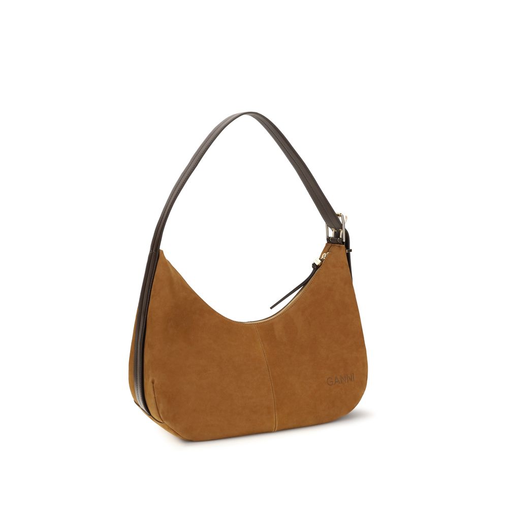 Ganni Brown Recycled Polyester Shoulder Bag