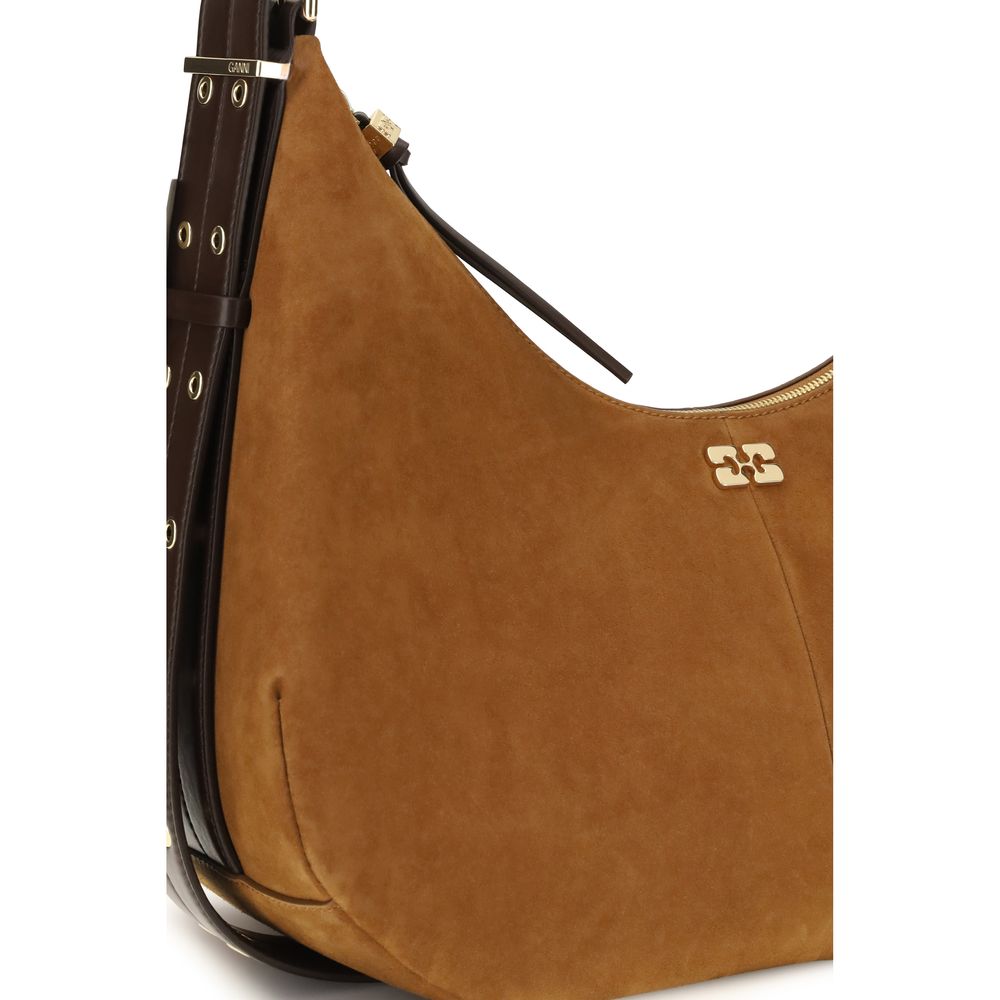 Ganni Brown Recycled Polyester Shoulder Bag