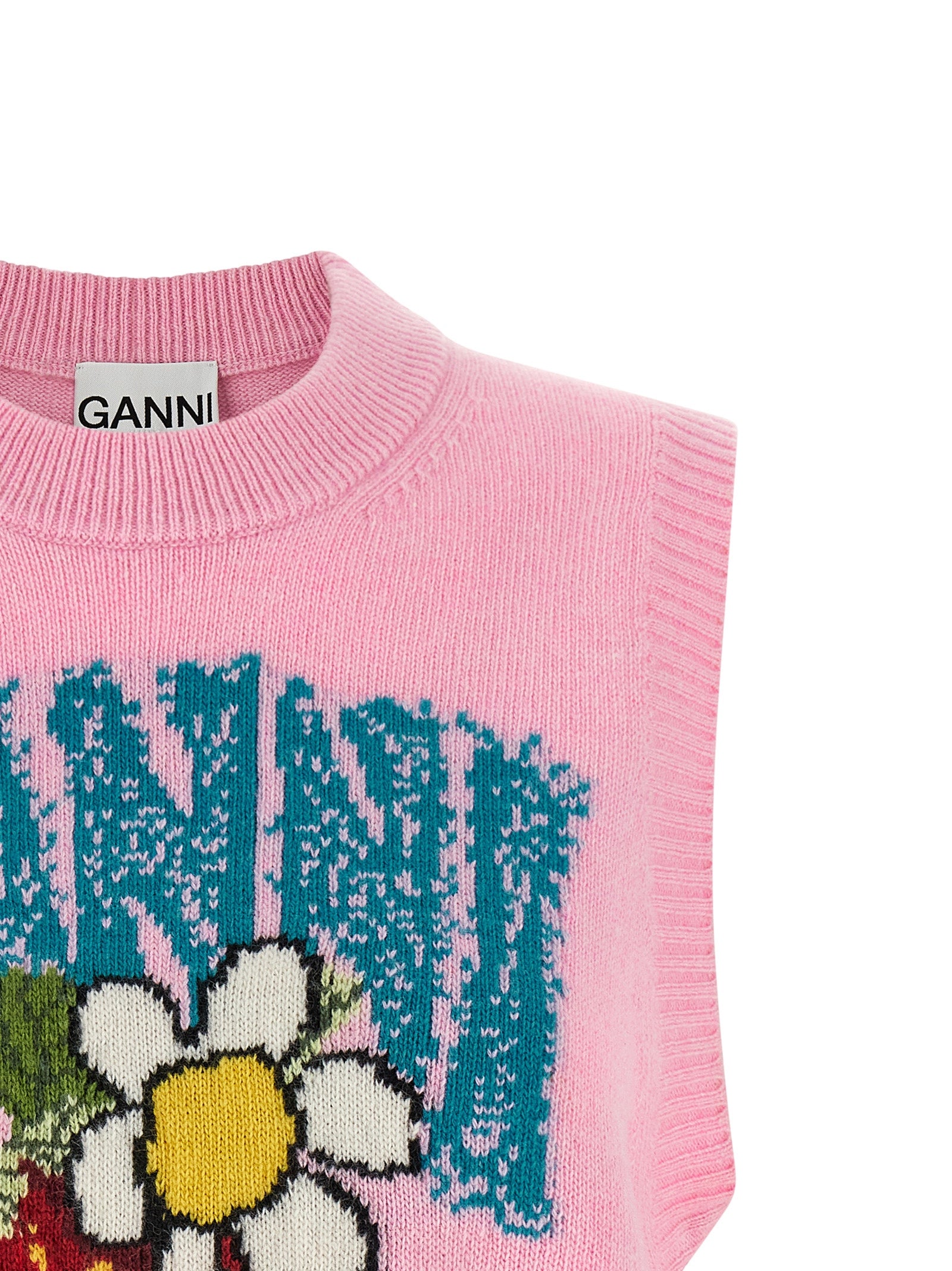 Ganni Multicolor Wool Sleeveles Sweater