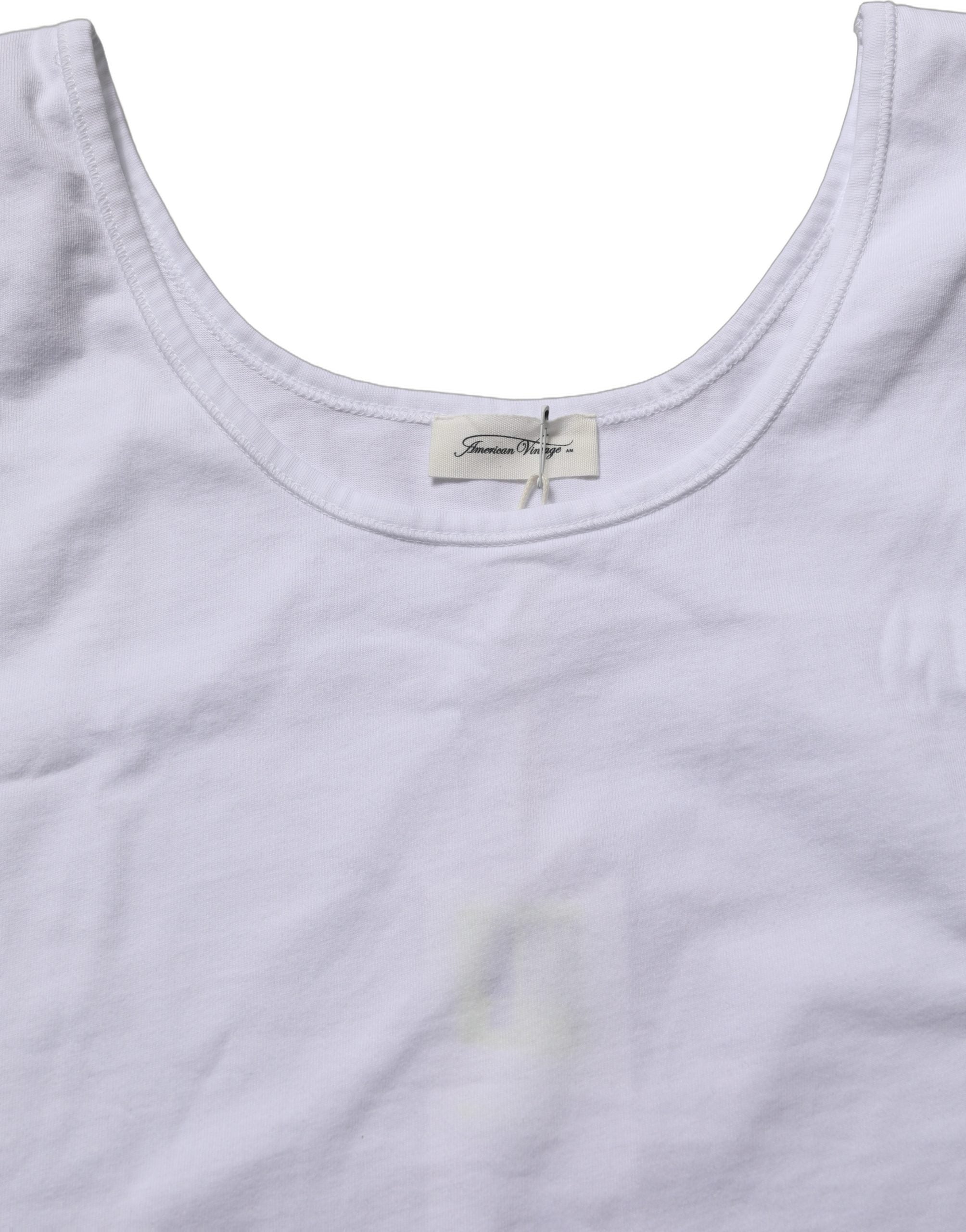 American Vintage White Cotton Round Neck Sleeveless Tank Top