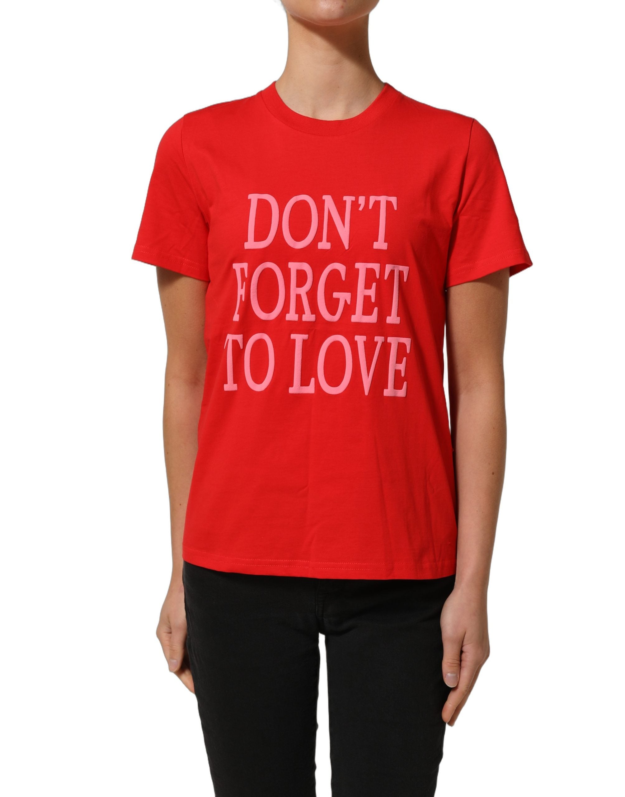 Dolce & Gabbana Red Graphic Cotton Jersey Crew Neck T-shirt