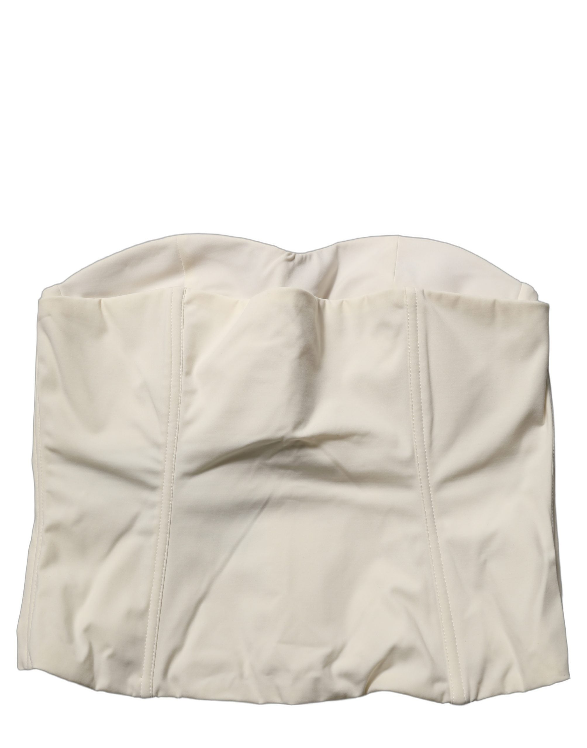 Elisabetta Franchi Off White Strapless Sweetheart Neck Top