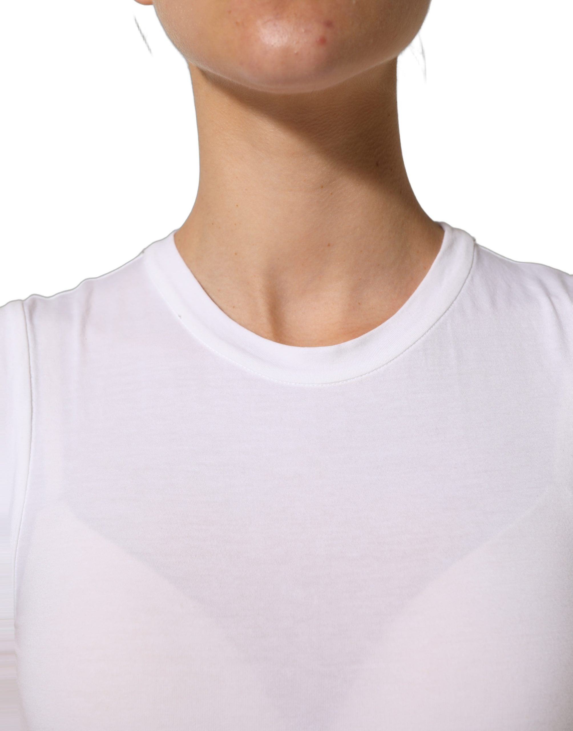 Brunello Cucinelli White SleeveLess Crew Neck Tank Blouse Top