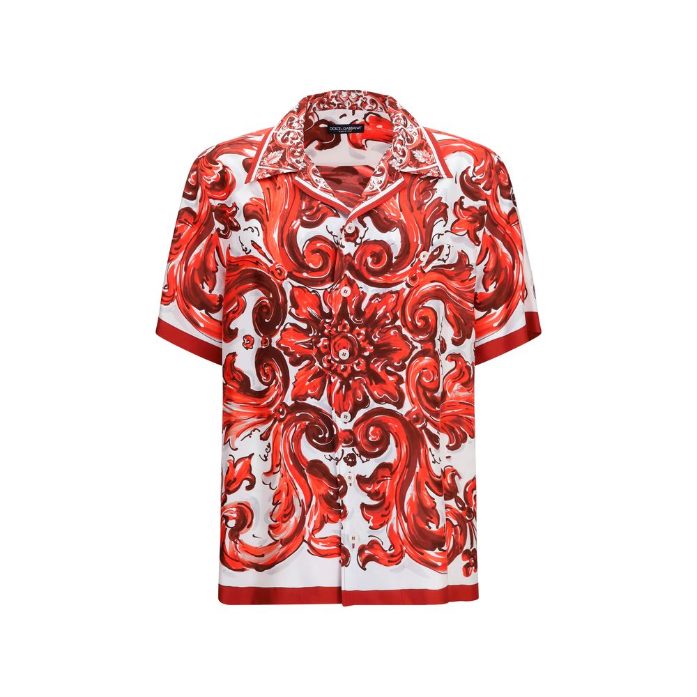 Dolce & Gabbana Red Silk Pattern Shirt