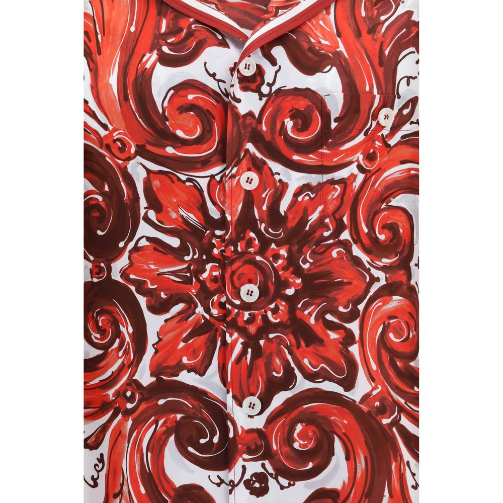 Dolce & Gabbana Red Silk Pattern Shirt