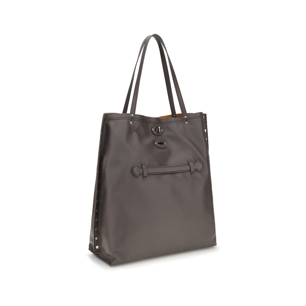Zanellato Gray Calf Leather Bos Taurus Shoulder Bag