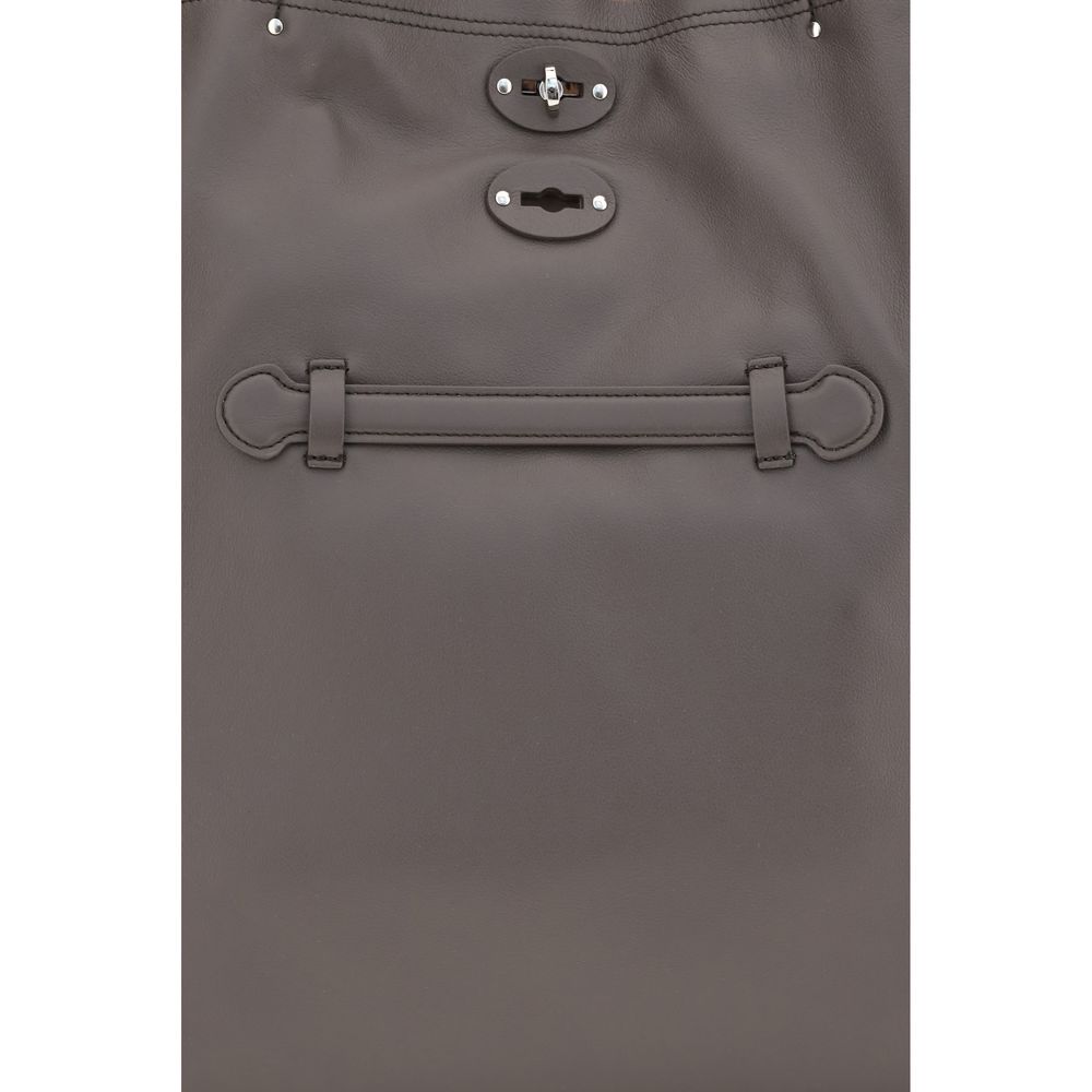 Zanellato Gray Calf Leather Bos Taurus Shoulder Bag