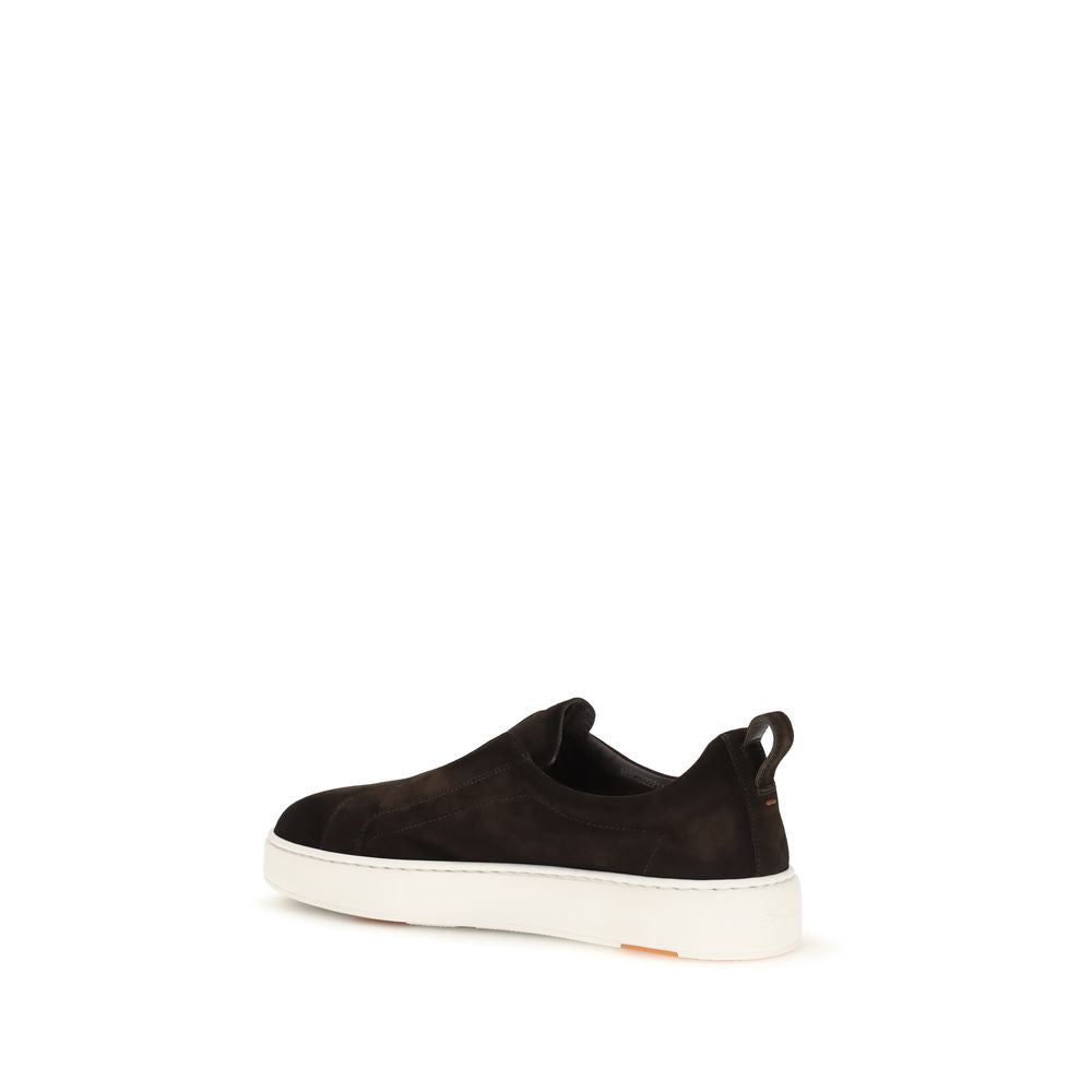 Santoni Brown Calf Leather Bos Taurus Sneakers
