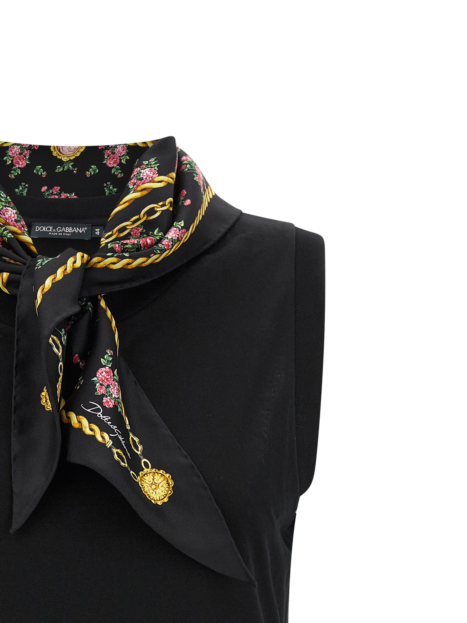 Dolce & Gabbana Black Cotton Sleeveles T-Shirt