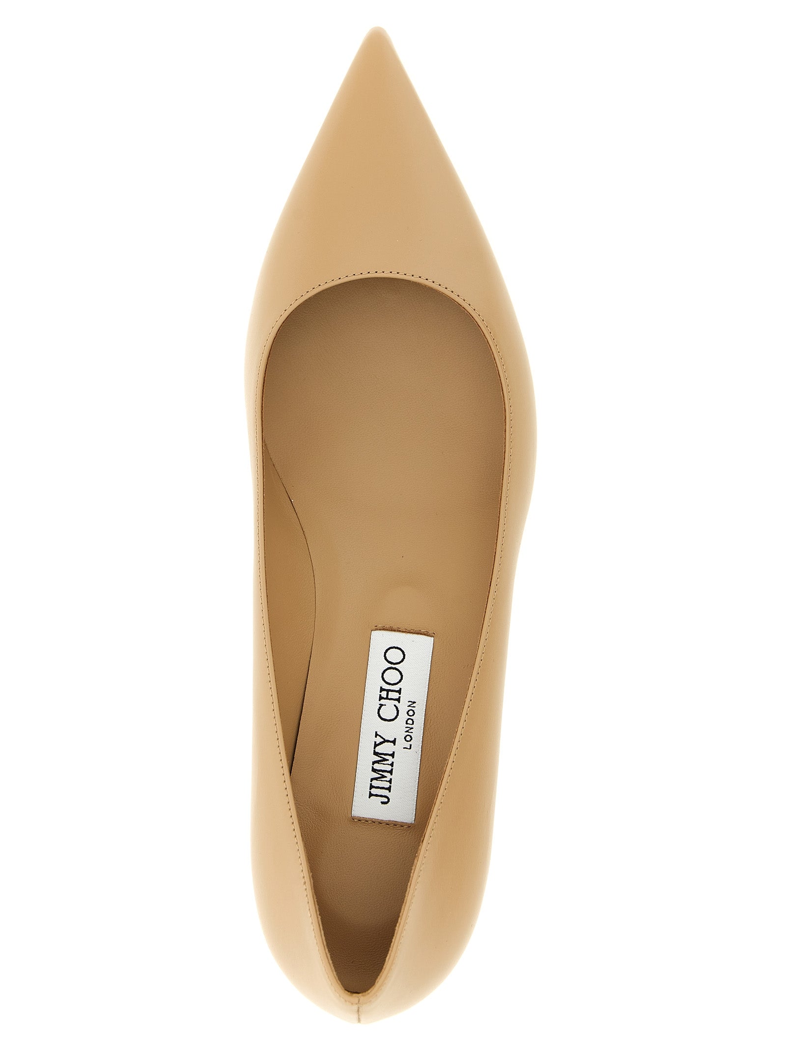 Jimmy Choo Beige Leather Mid Heel Pumps