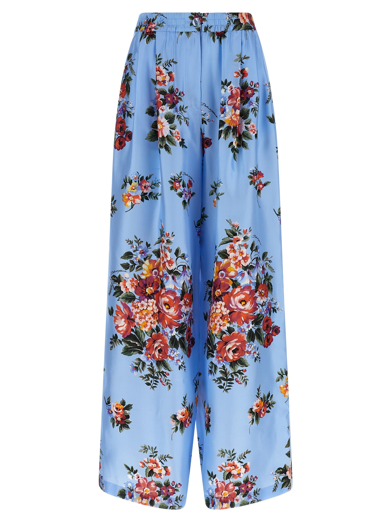 Dolce & Gabbana Blue Silk Casual Pants