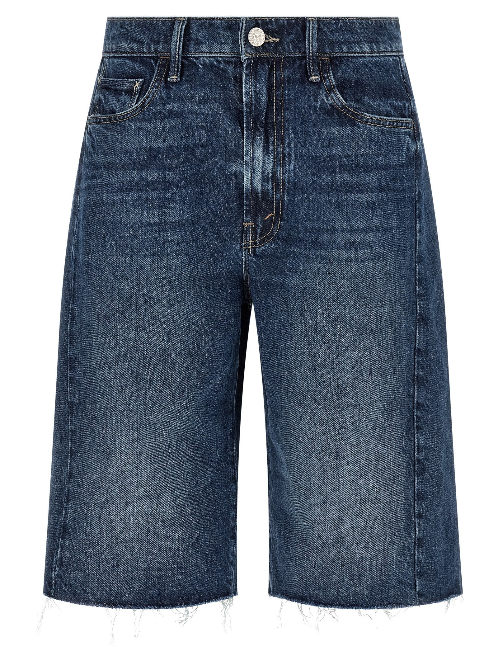 Mother Denim Blue Cotton Bermuda Shorts