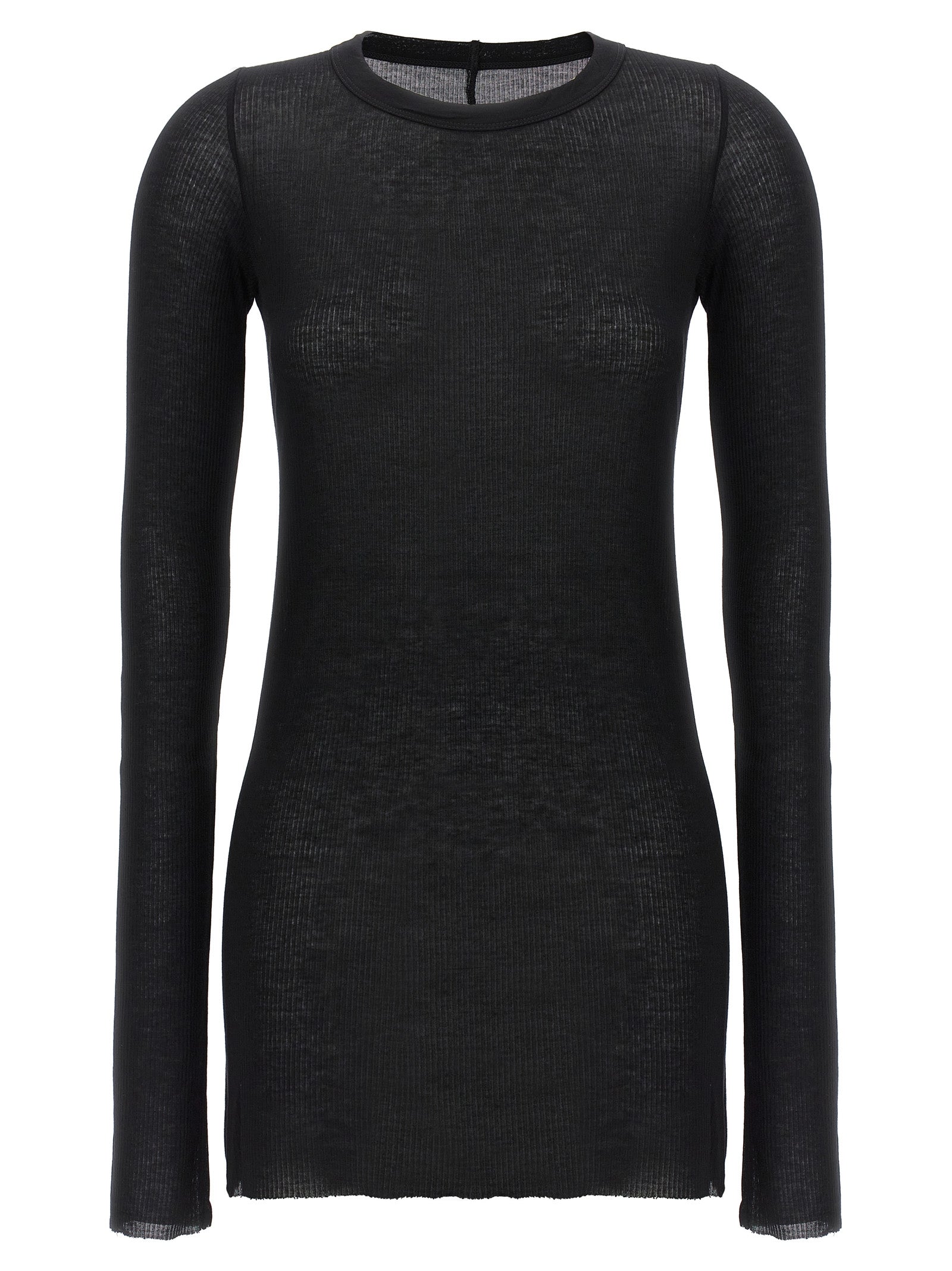 Rick Owens Black Viscose Long Sleeve T-Shirt