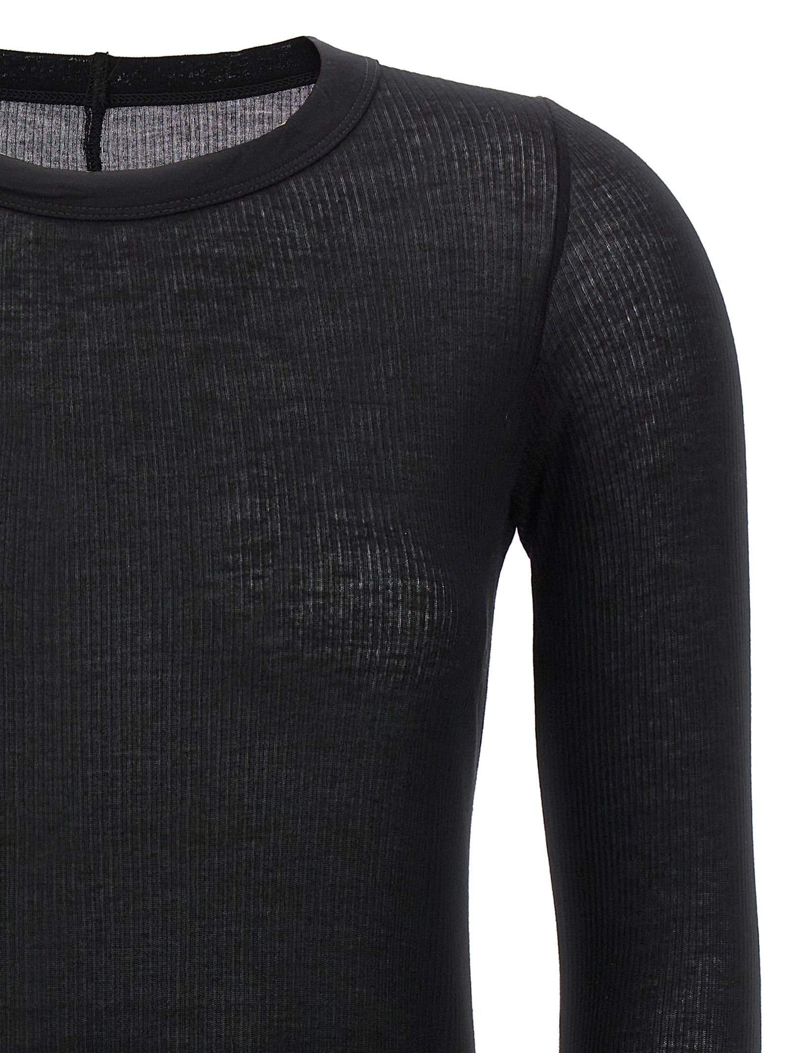 Rick Owens Black Viscose Long Sleeve T-Shirt