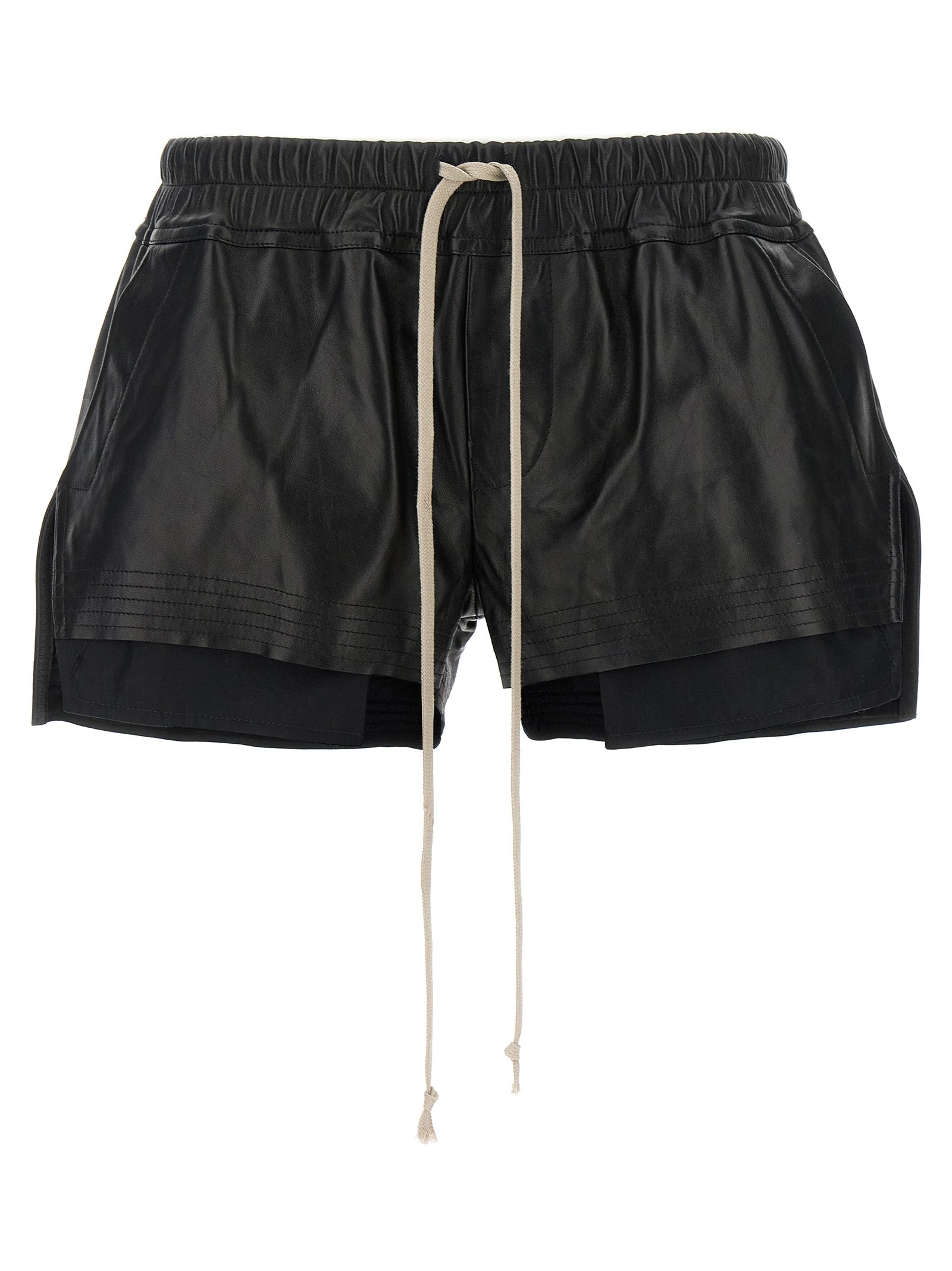 Rick Owens Black Lamb Leather Bermuda Shorts