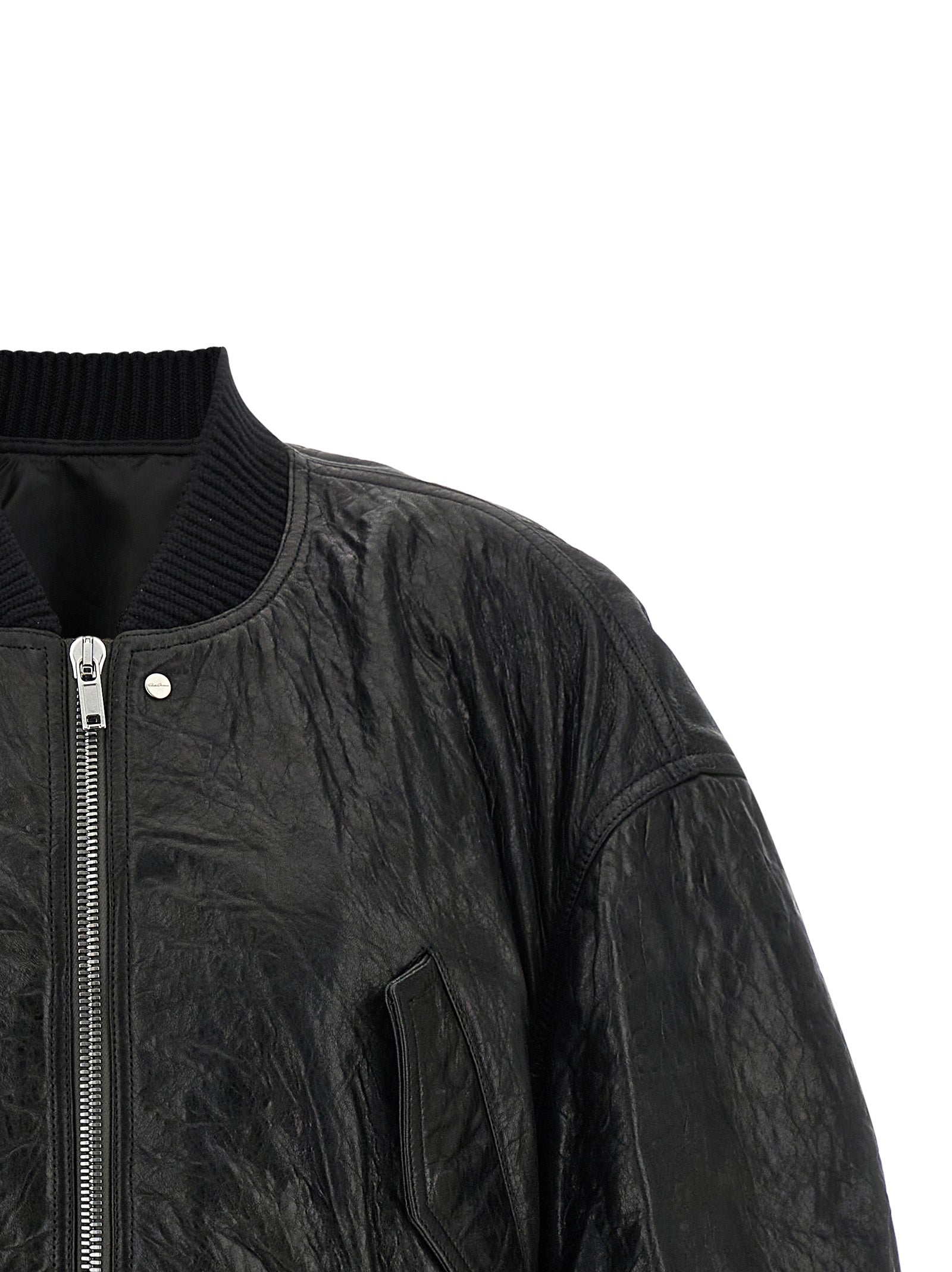 Rick Owens Black Lamb Leather Leather Jacket