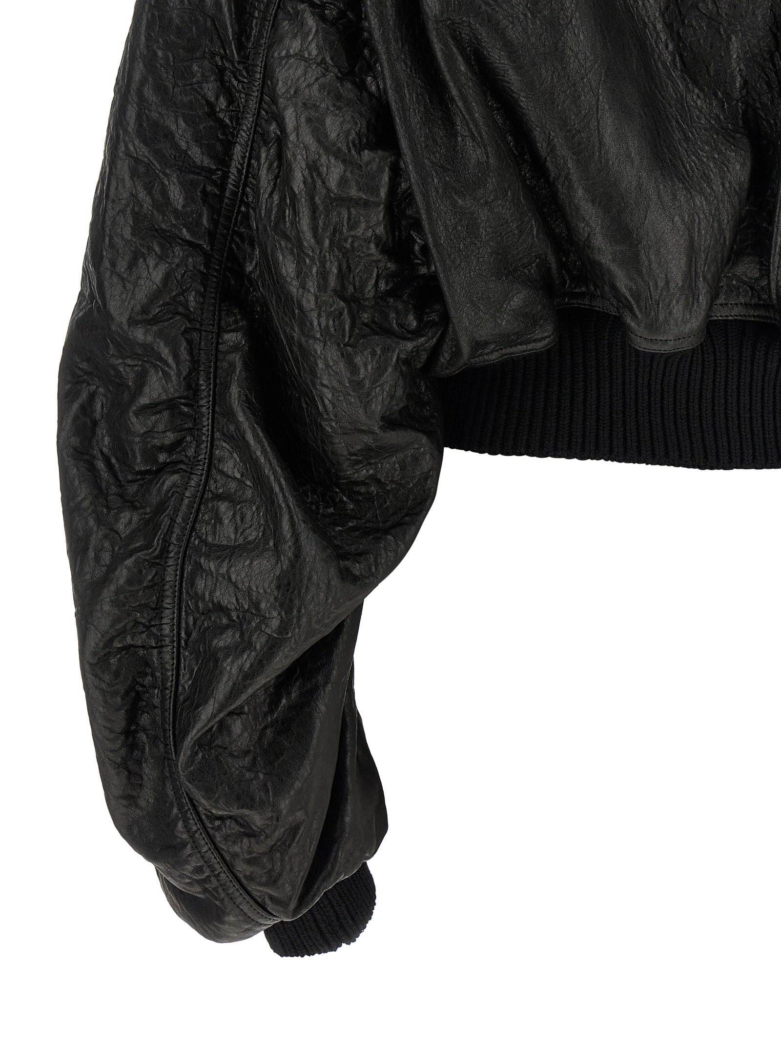 Rick Owens Black Lamb Leather Leather Jacket