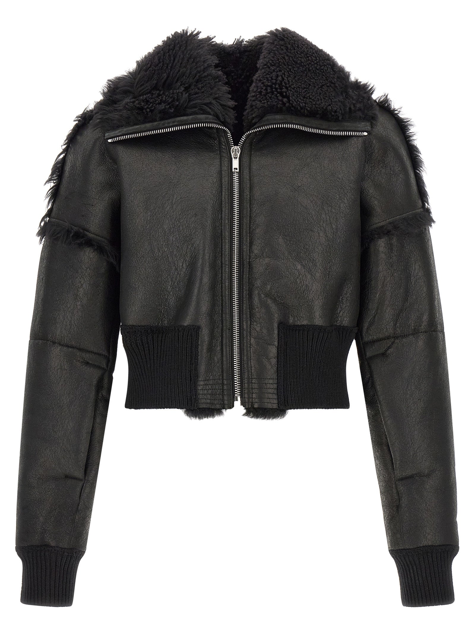Rick Owens Black Lamb Fur Leather Jacket
