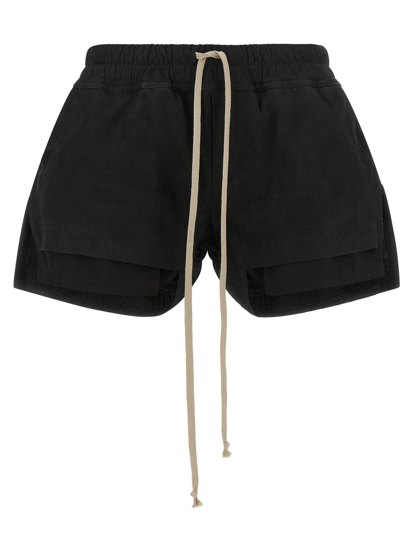 Rick Owens Black Lamb Leather Bermuda Shorts