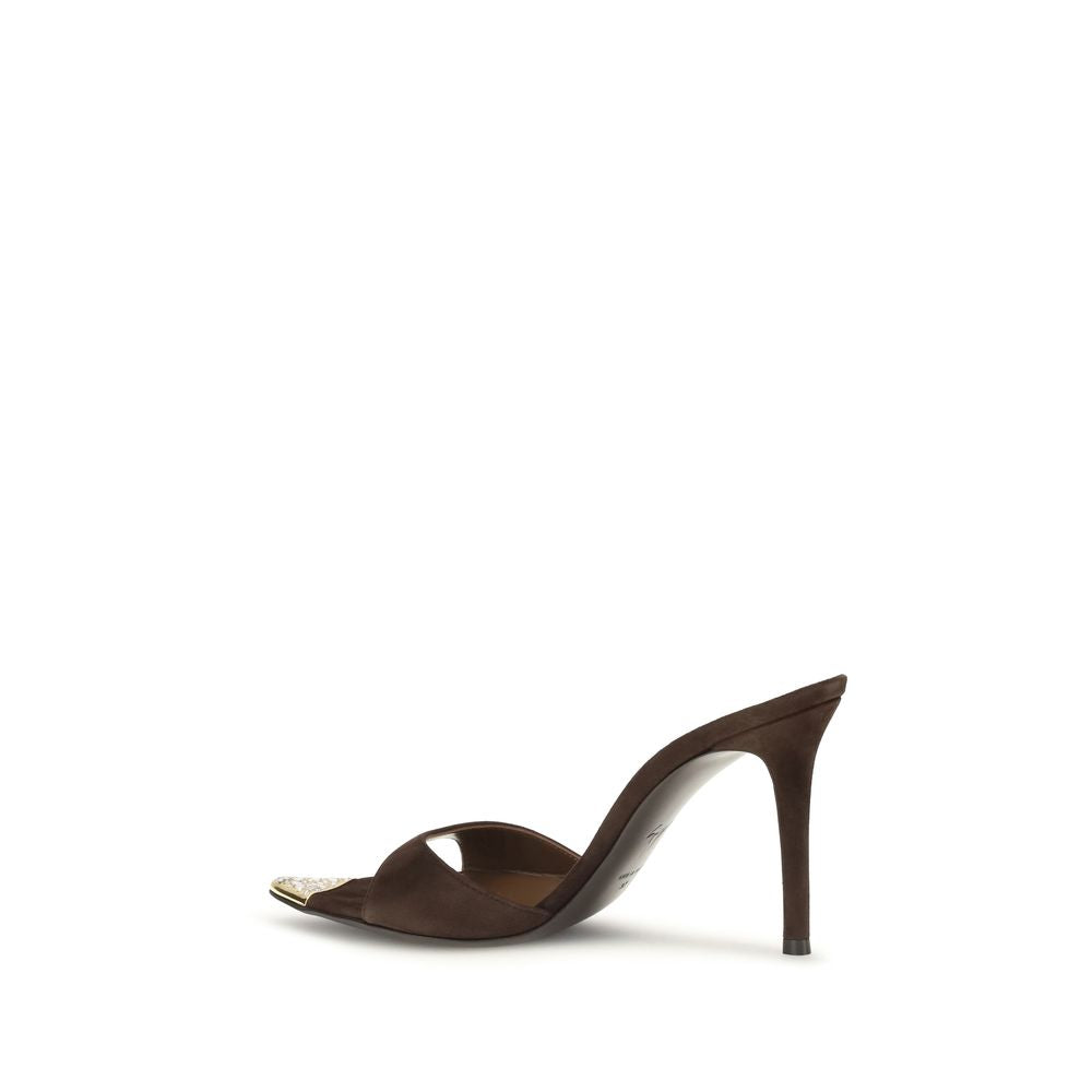 Giuseppe Zanotti Brown Calf Leather Bos Taurus Stiletto Heel Sandals