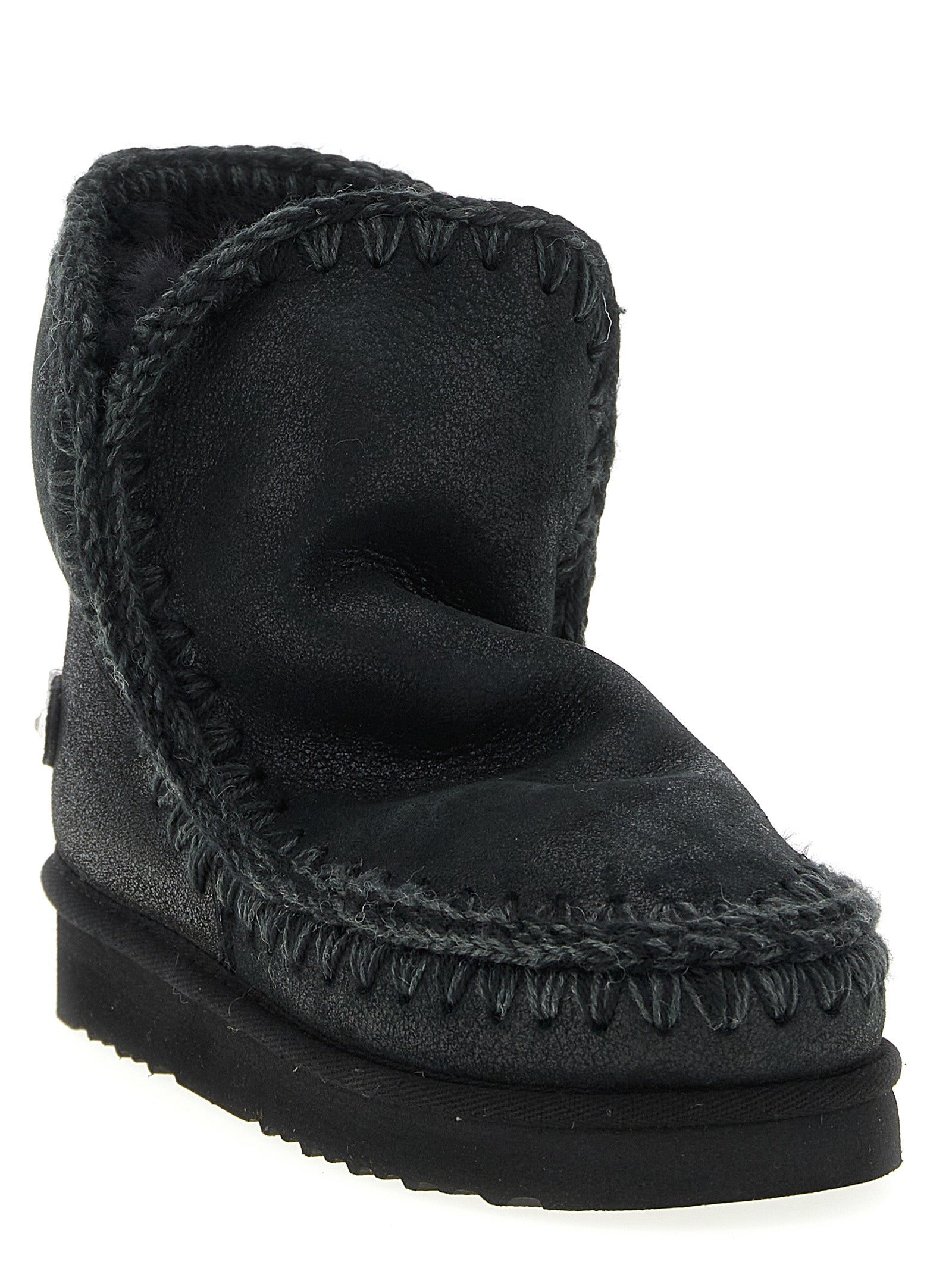 Mou Black Lamb Leather Ankle Boots