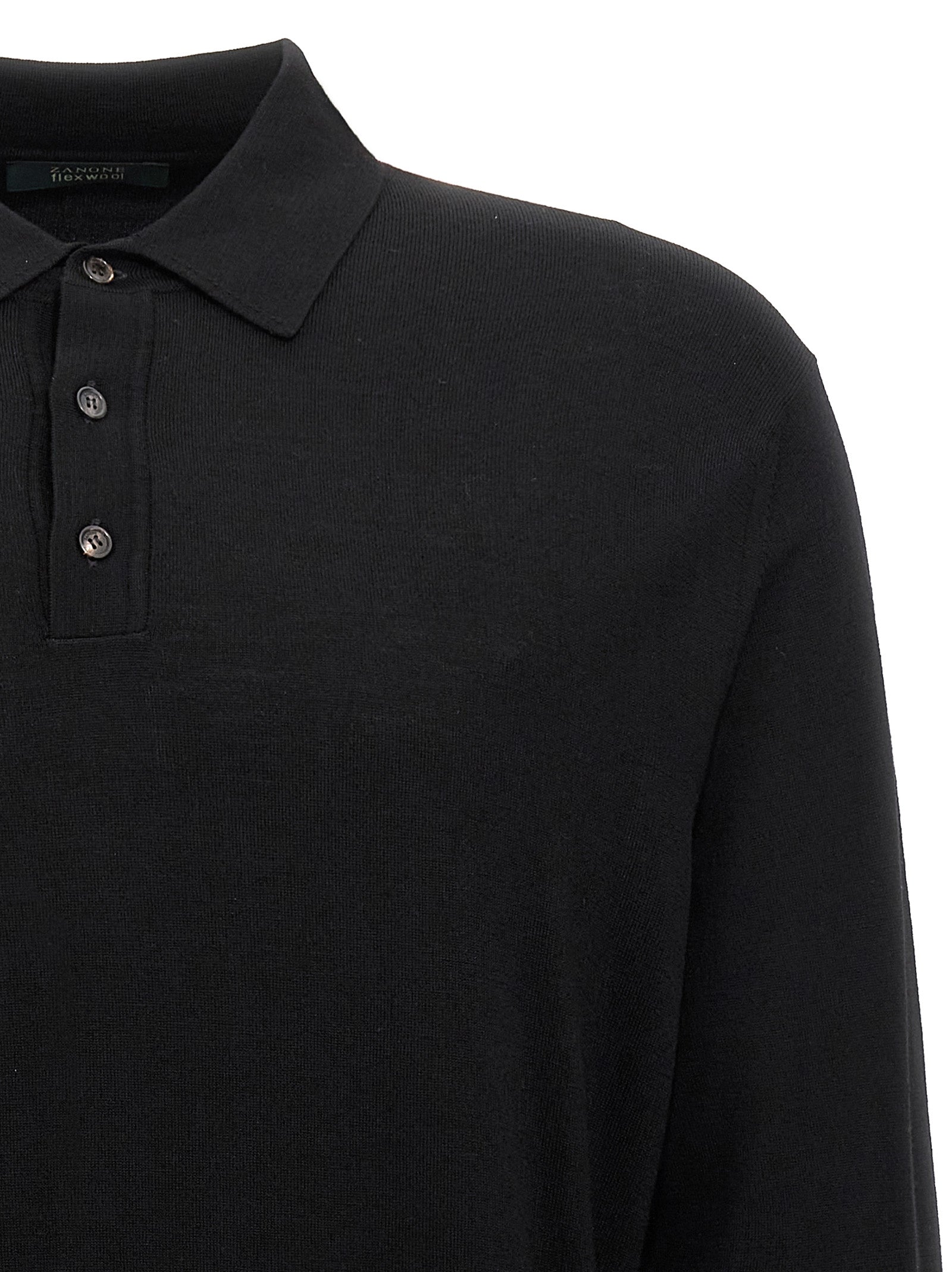ZANONE Black Virgin Wool Polo Shirt