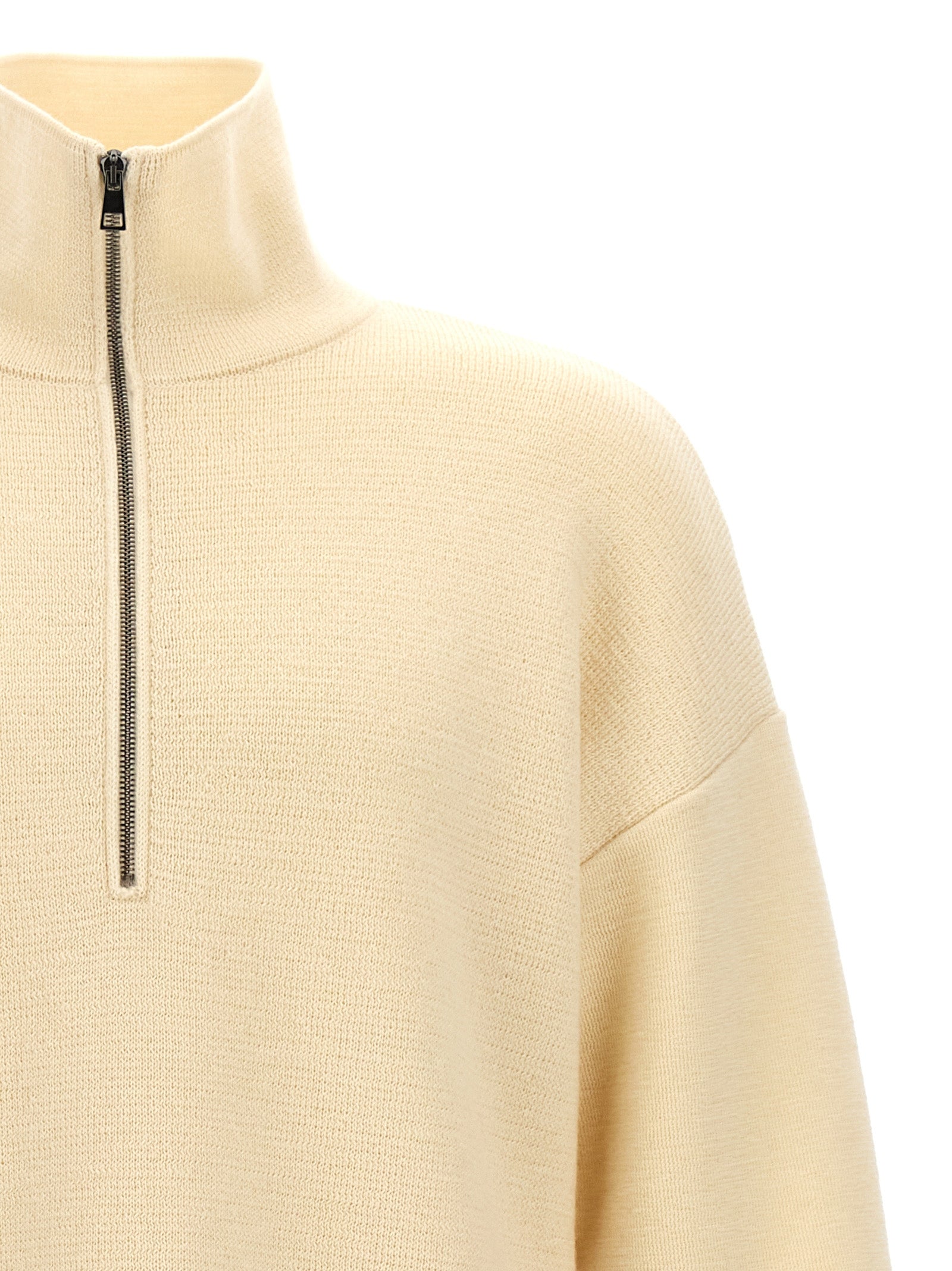 MA'RY'YA White Merino Wool Cardigan