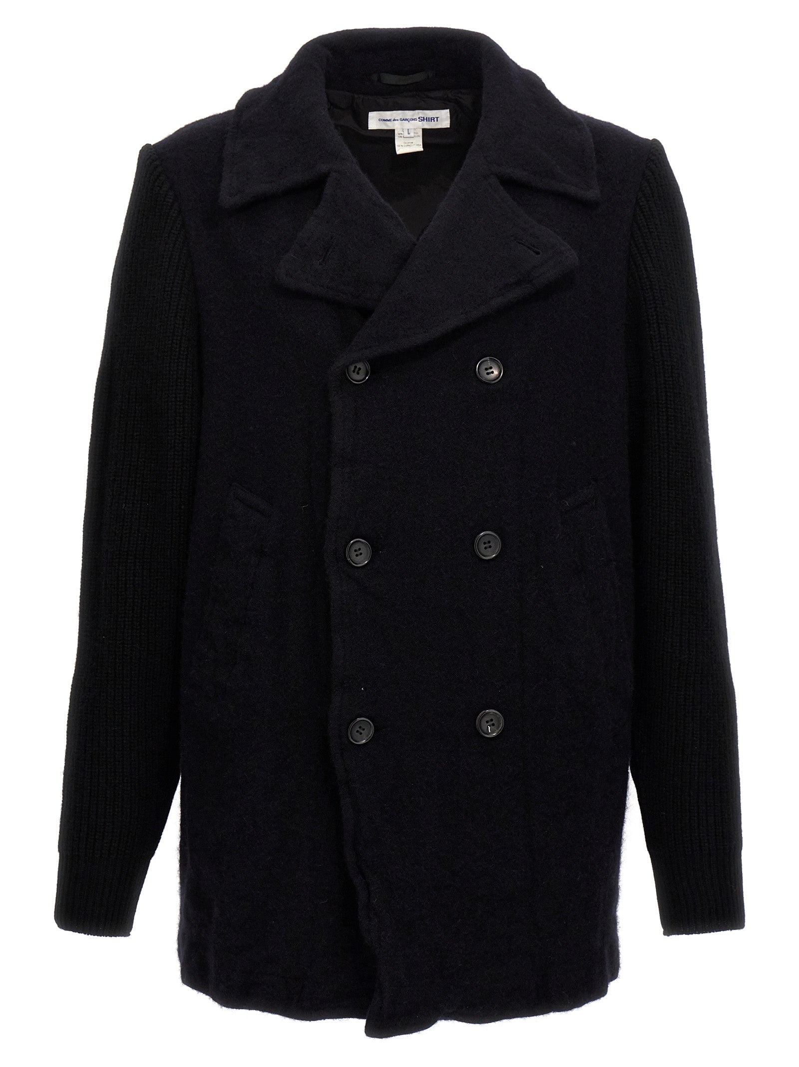 Comme Des Garçons Blue Wool Coat