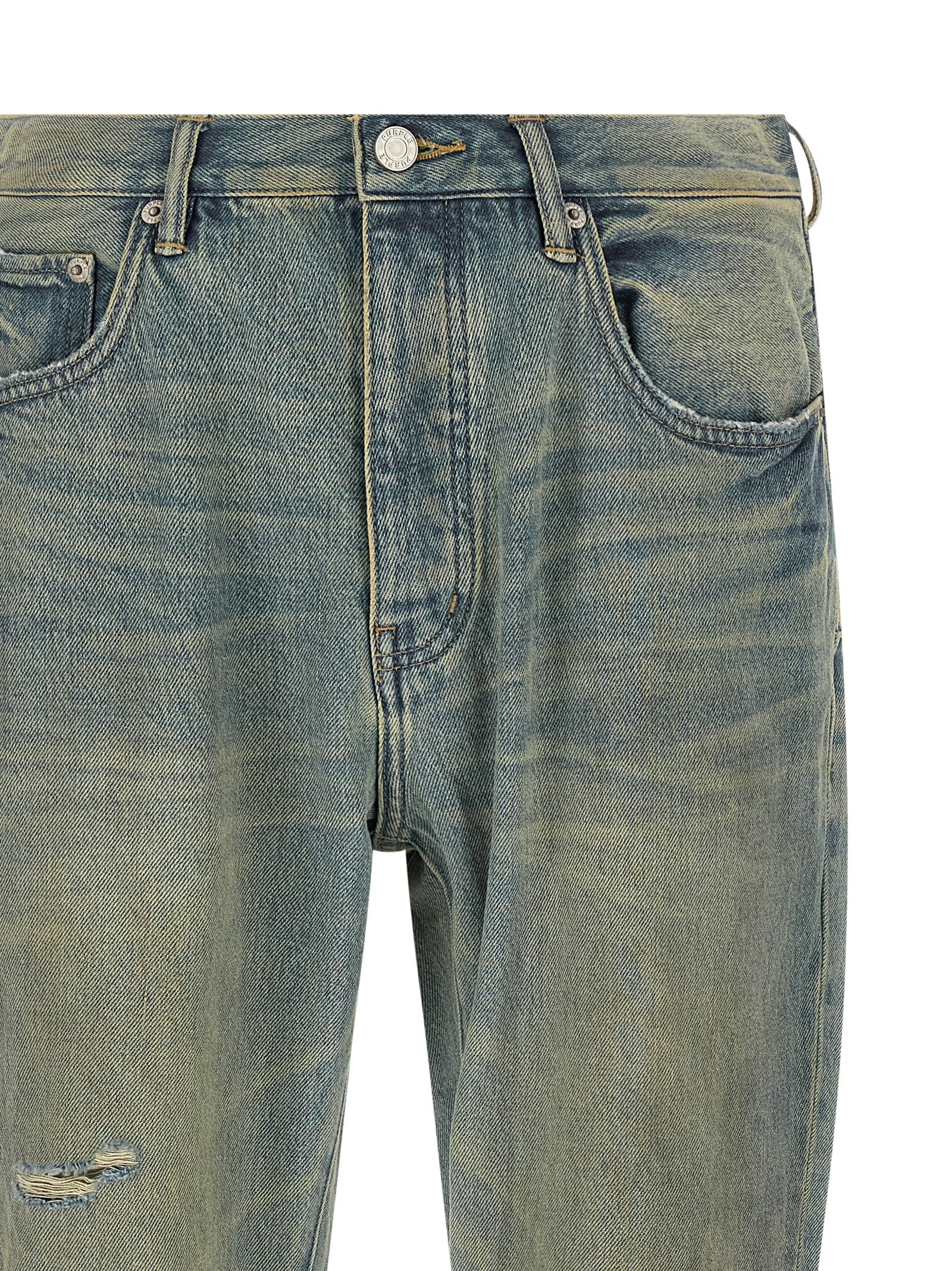PURPLE Blue Cotton Flared Jeans