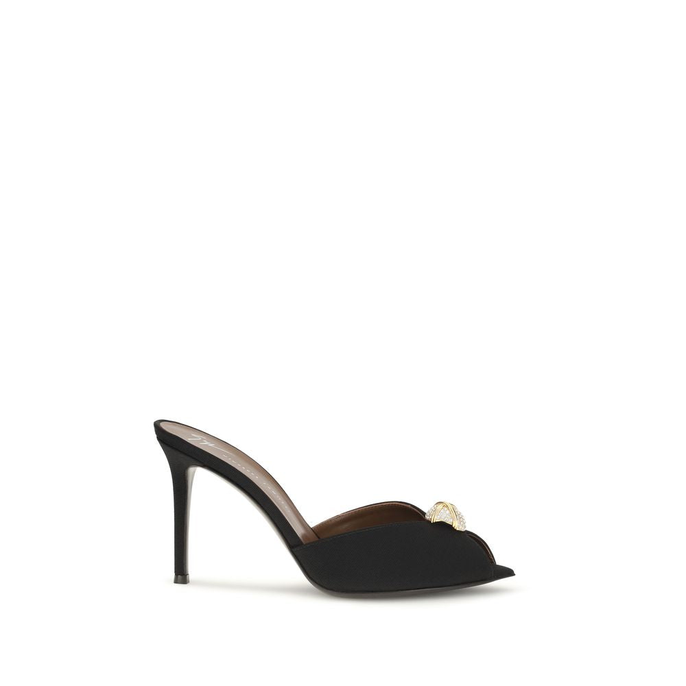Giuseppe Zanotti Black Calf Leather Bos Taurus Stiletto Heel Sandals