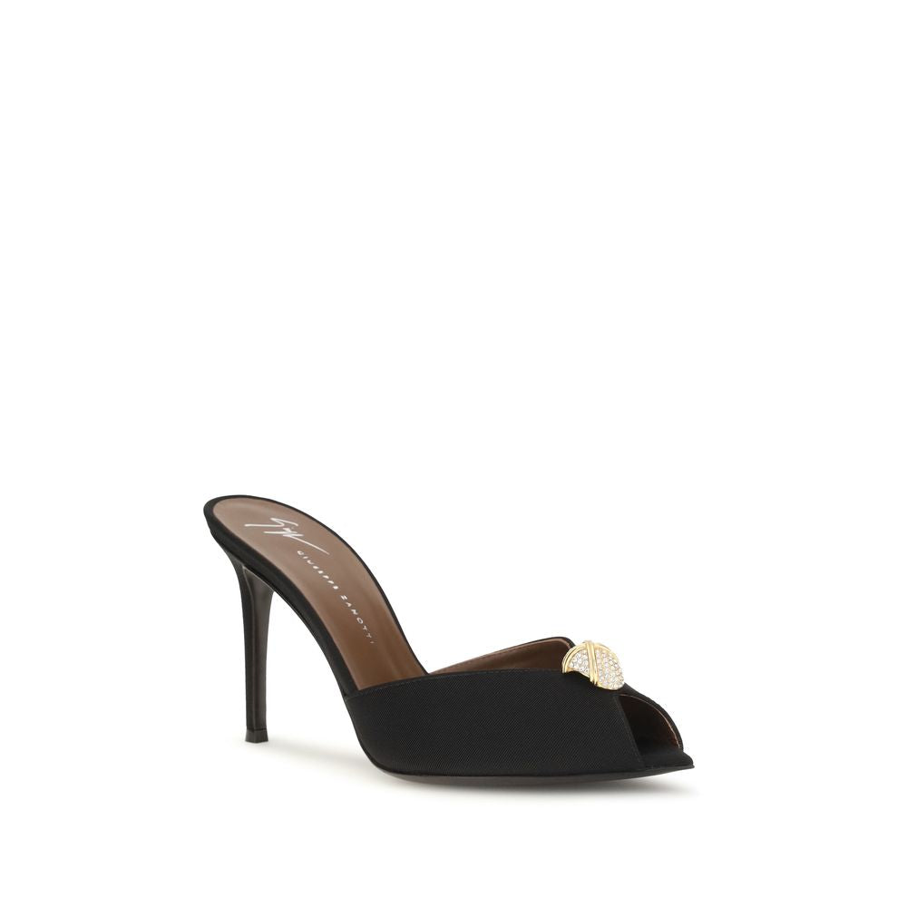 Giuseppe Zanotti Black Calf Leather Bos Taurus Stiletto Heel Sandals