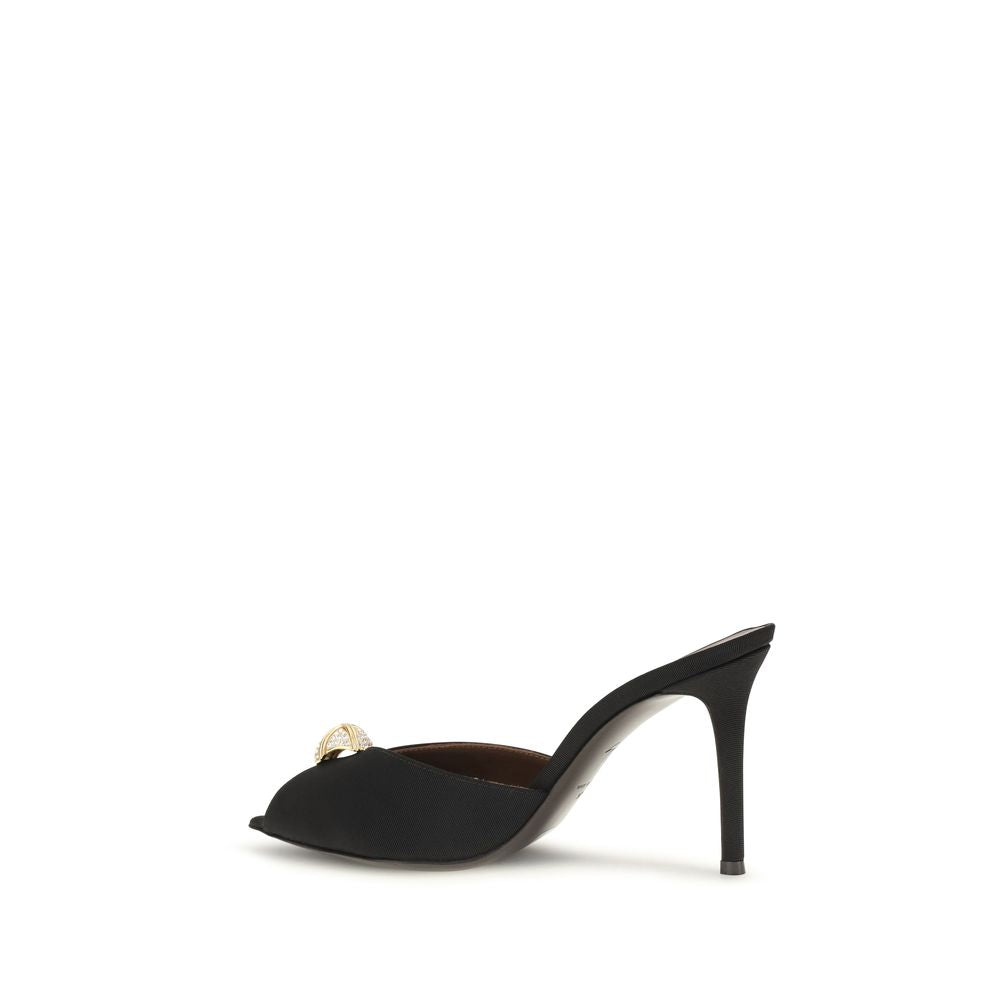 Giuseppe Zanotti Black Calf Leather Bos Taurus Stiletto Heel Sandals