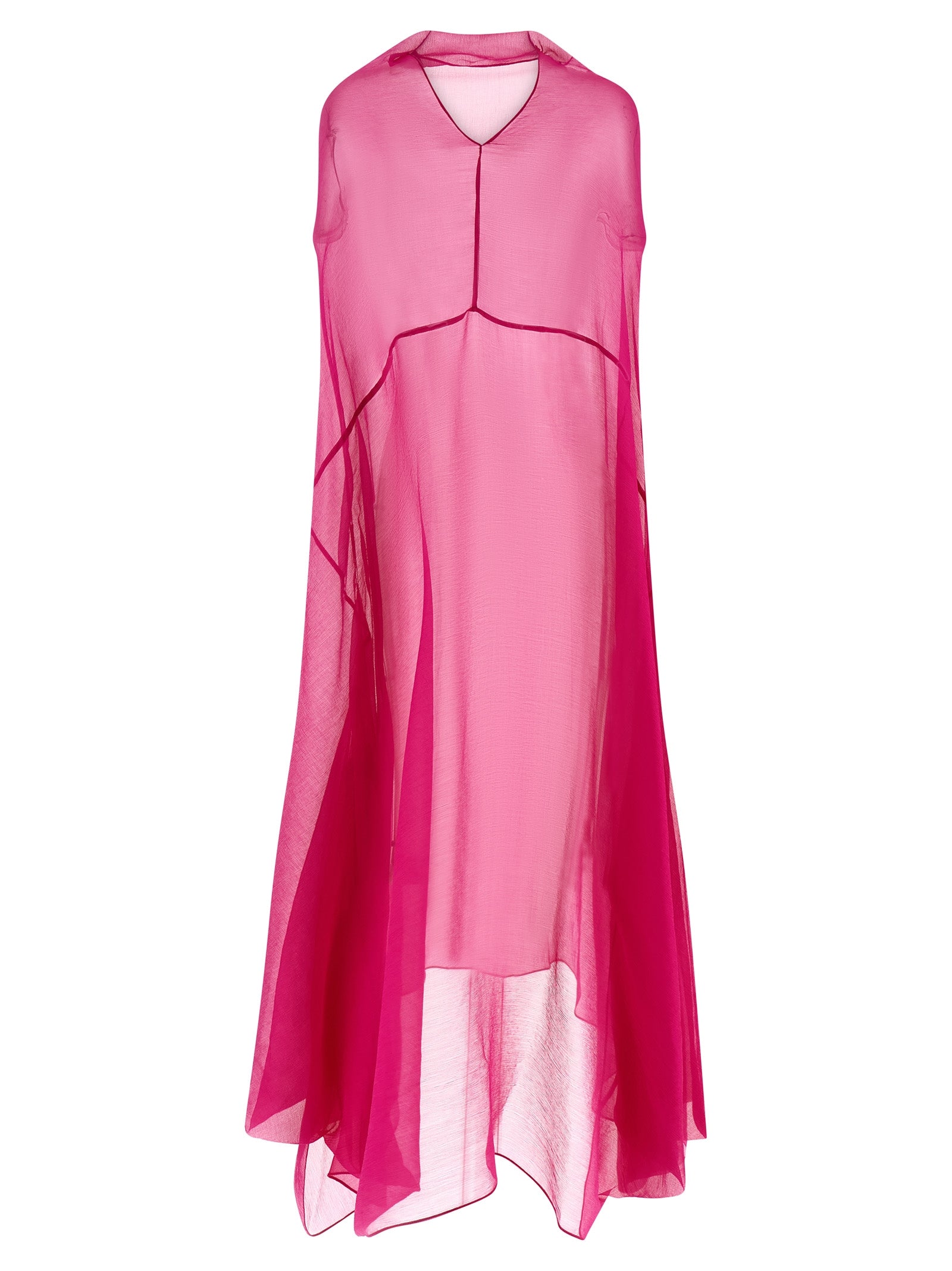 Dries Van Noten Fuchsia Silk Midi Dress