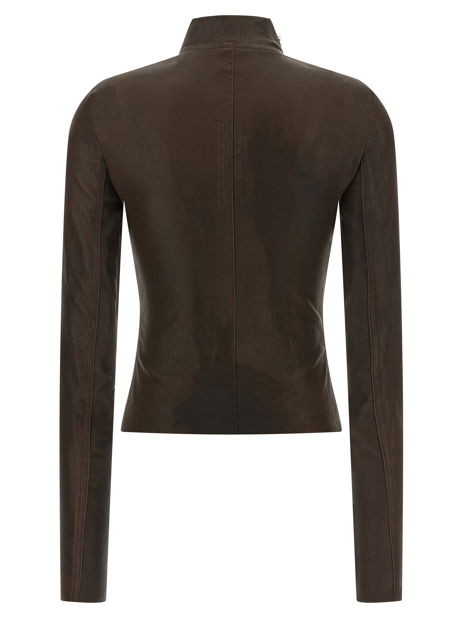 Rick Owens Brown Lamb Leather Leather Jacket
