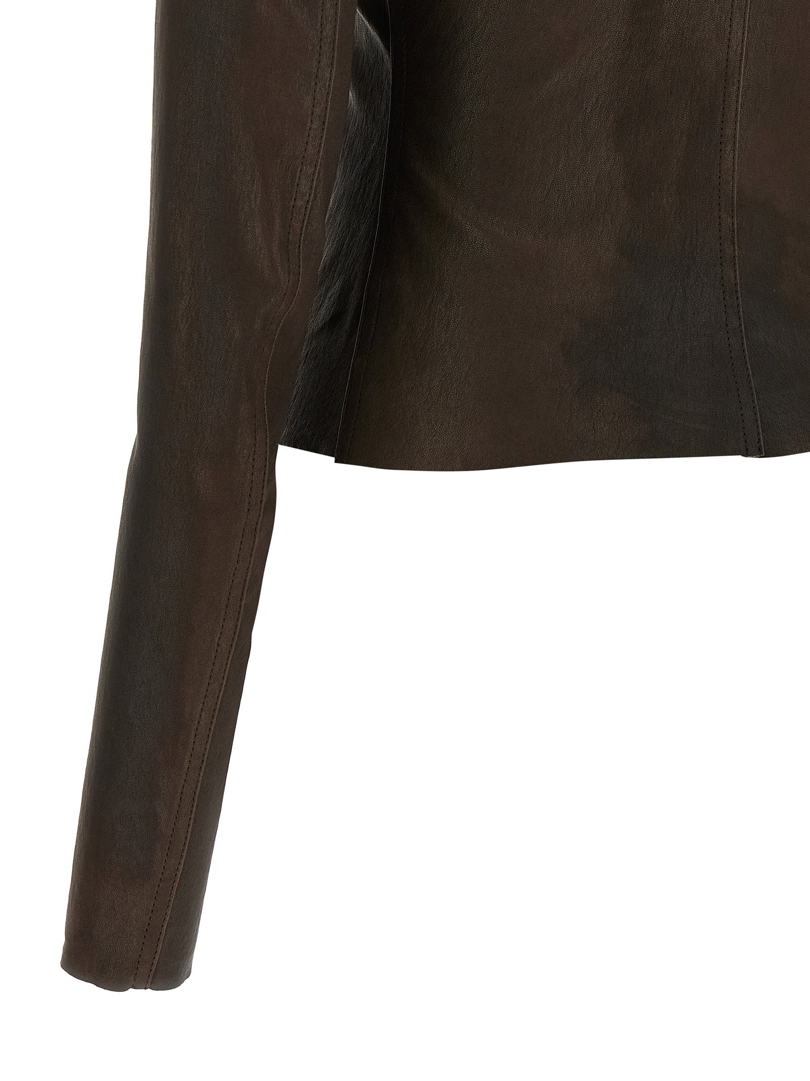 Rick Owens Brown Lamb Leather Leather Jacket