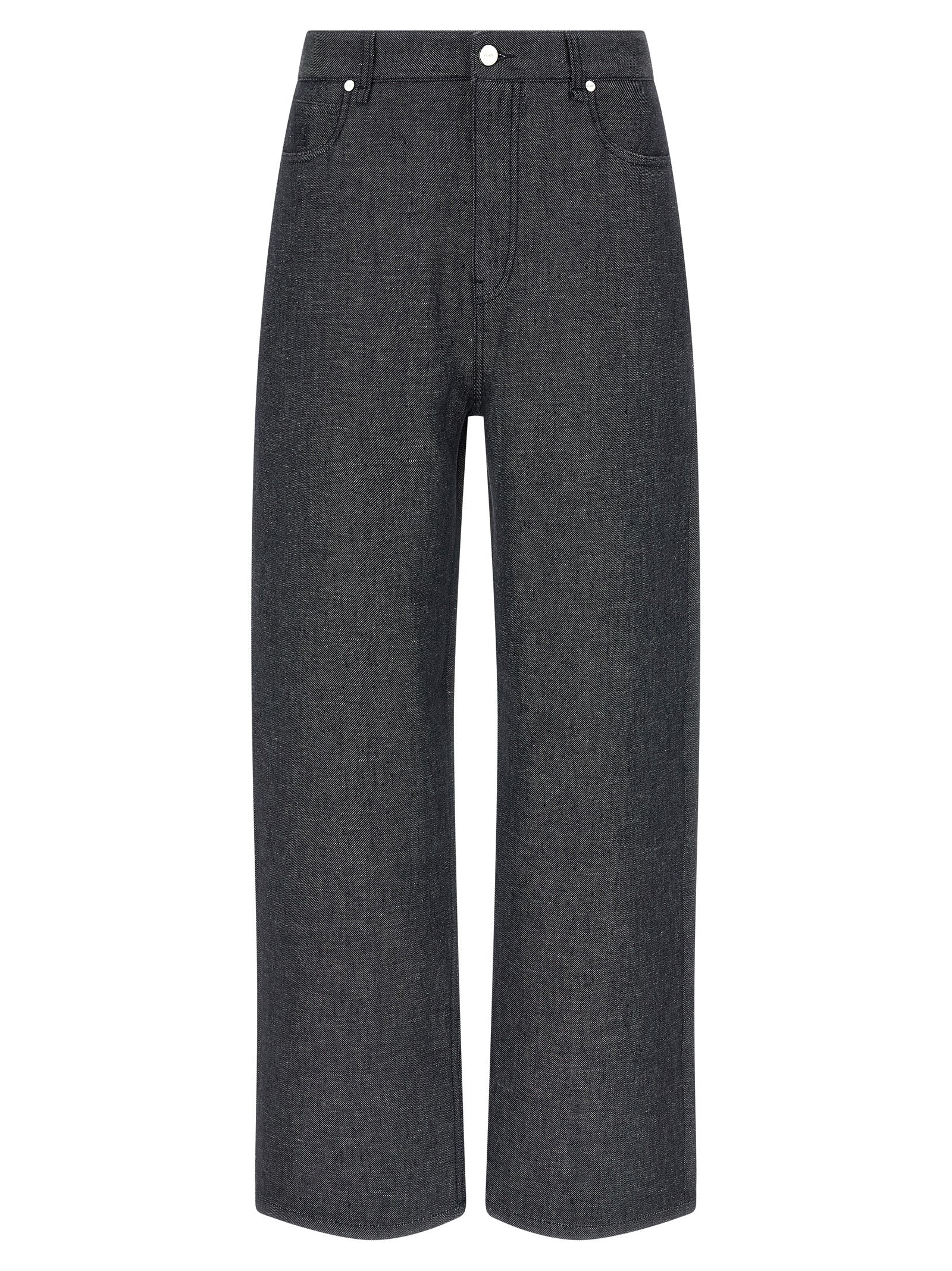 Fendi Gray Linen Straight-Leg Jeans