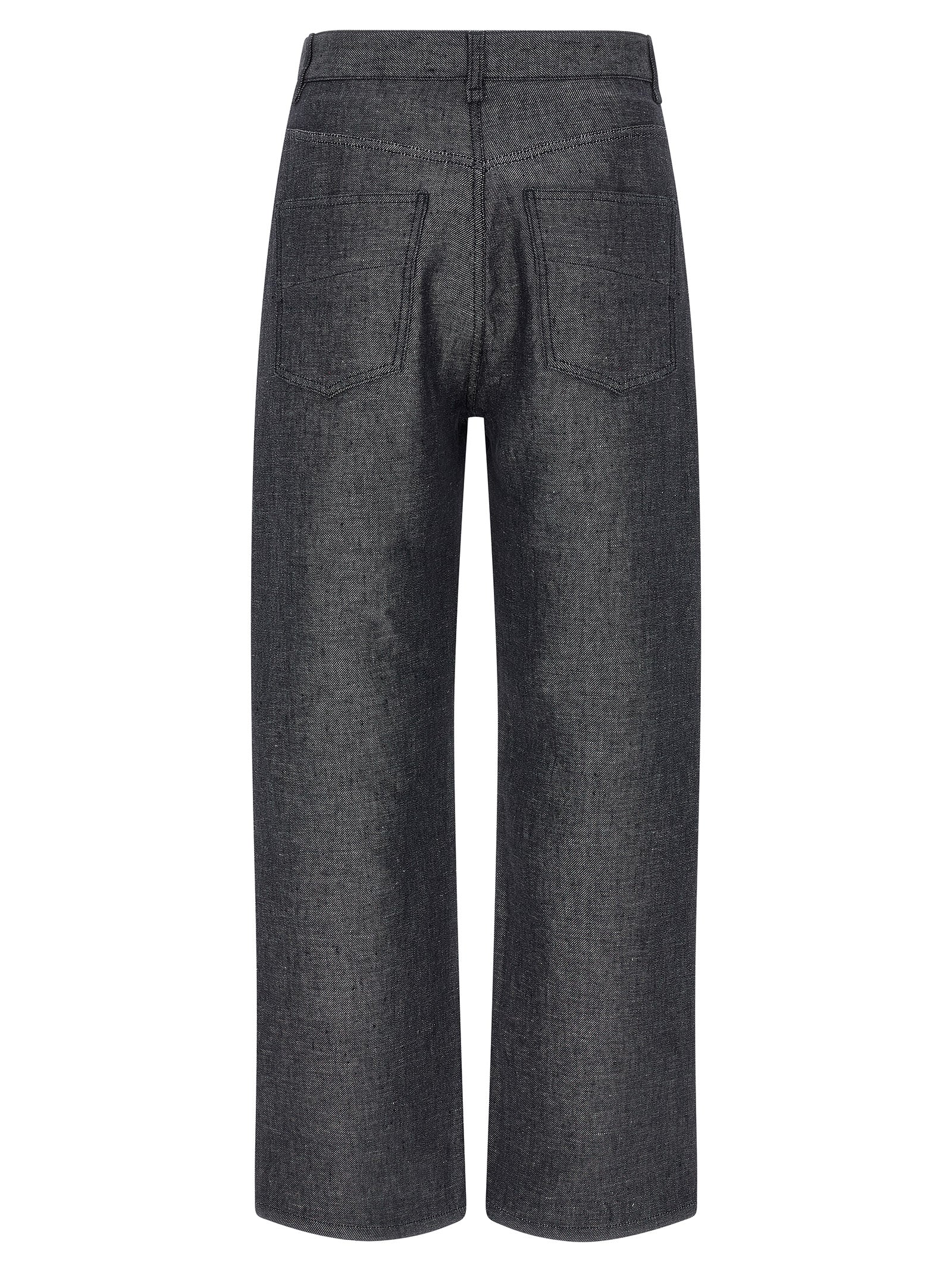 Fendi Gray Linen Straight-Leg Jeans