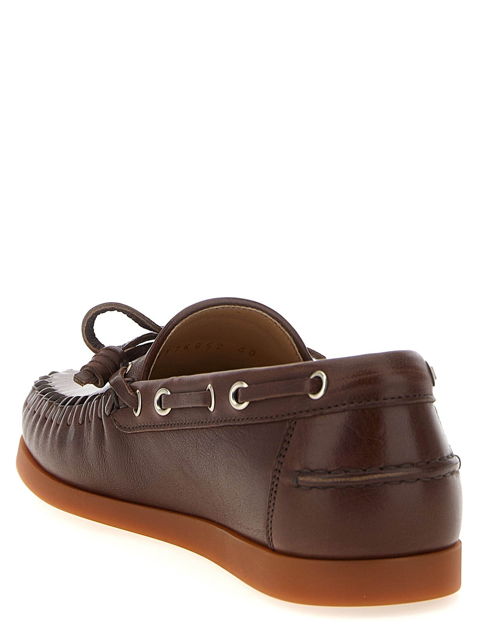 Valentino Garavani Brown Buffalo Leather Moccasin