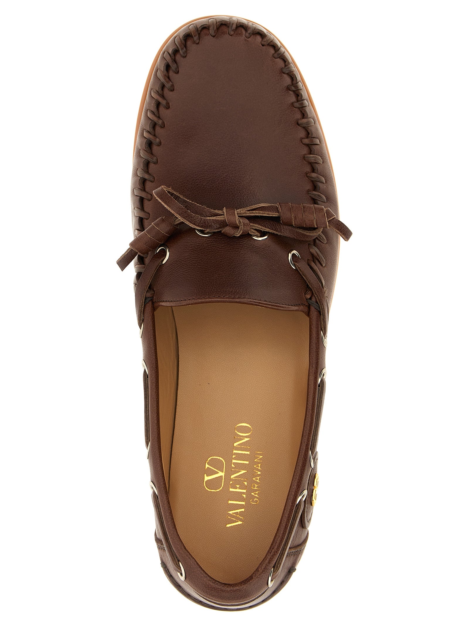 Valentino Garavani Brown Buffalo Leather Moccasin