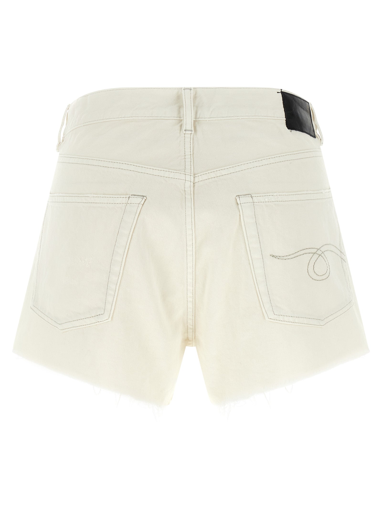 R13 White Cotton Bermuda Shorts