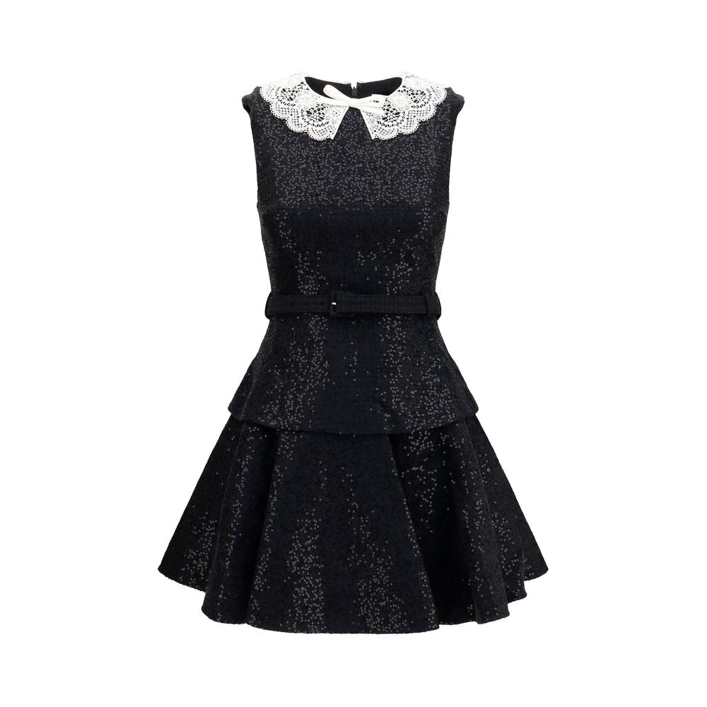Self-Portrait Black Polyester Casual Dress