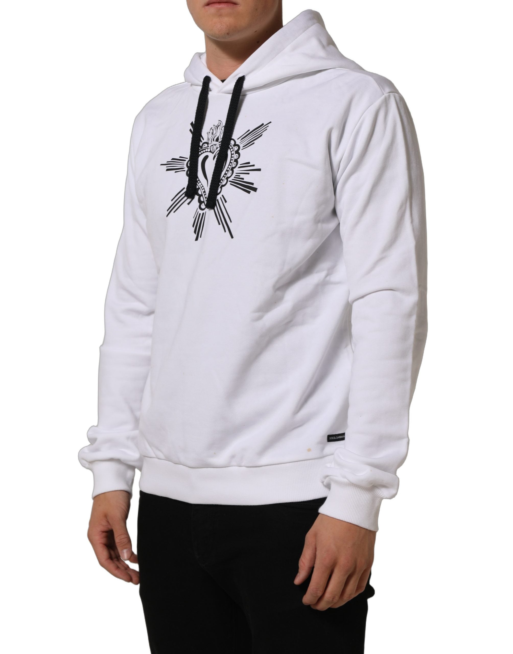 Dolce & Gabbana White Sacred Heart Hooded Sweatshirt Sweater