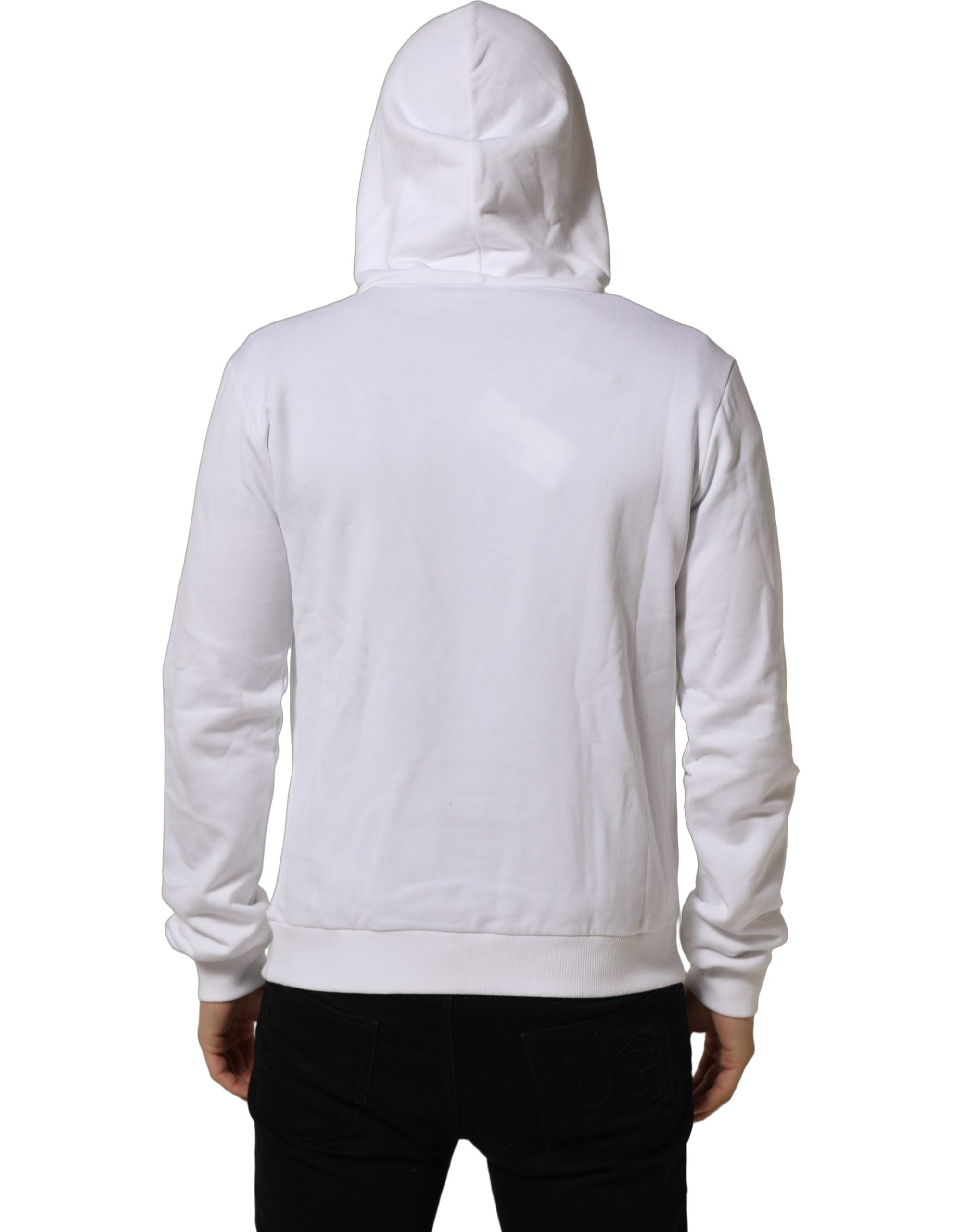 Dolce & Gabbana White Sacred Heart Hooded Sweatshirt Sweater