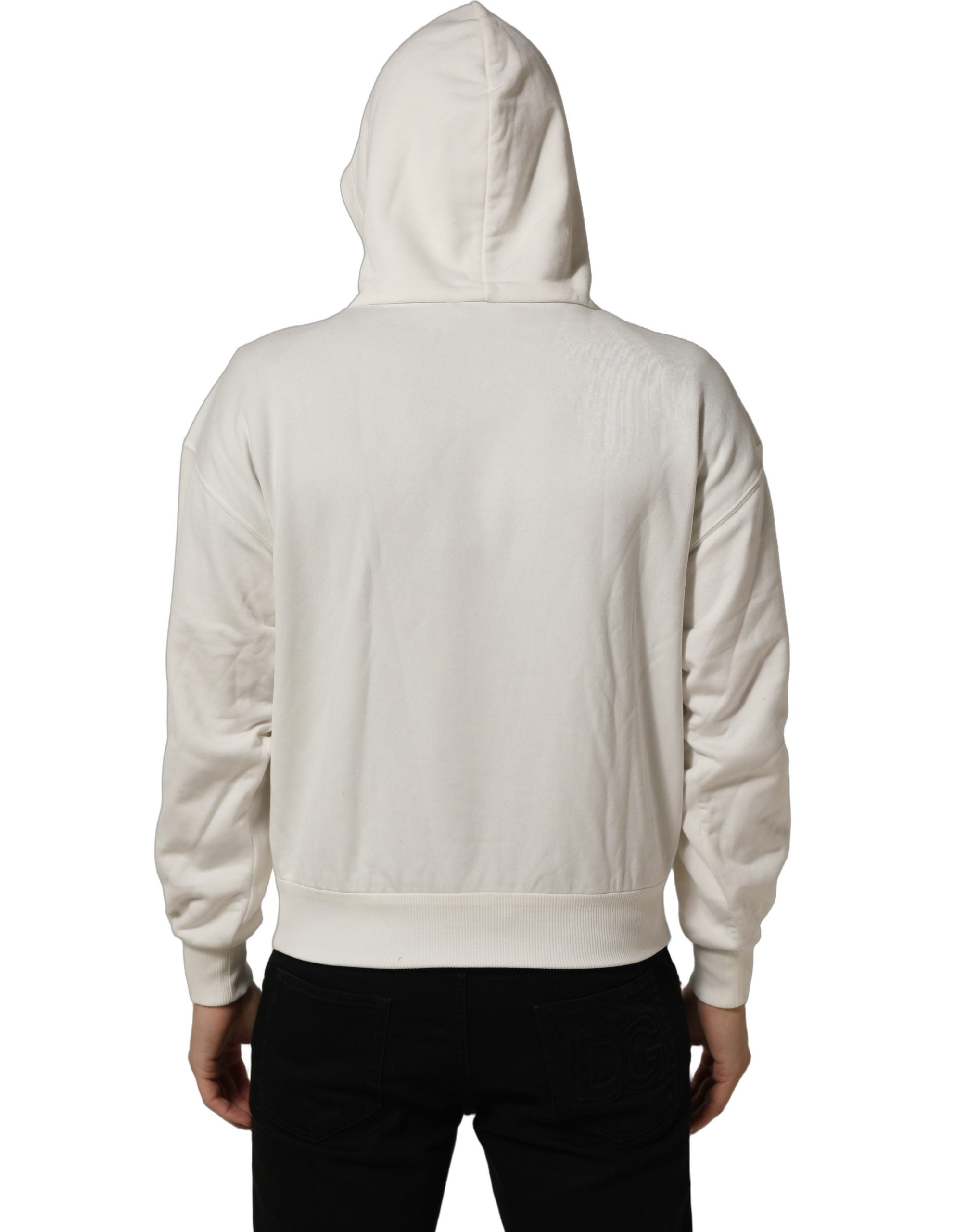 Dolce & Gabbana White Logo Hooded PulloverSweatshirt Sweater